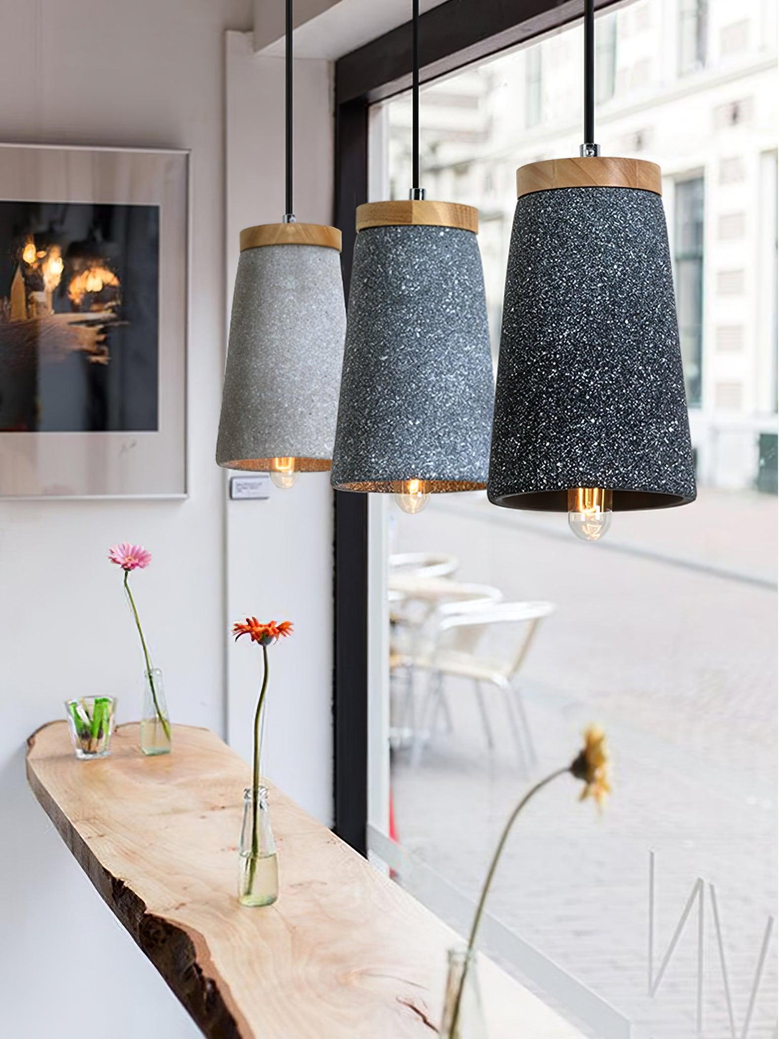 Niroxen Wood Cement Pendant Light-Neutral Decor