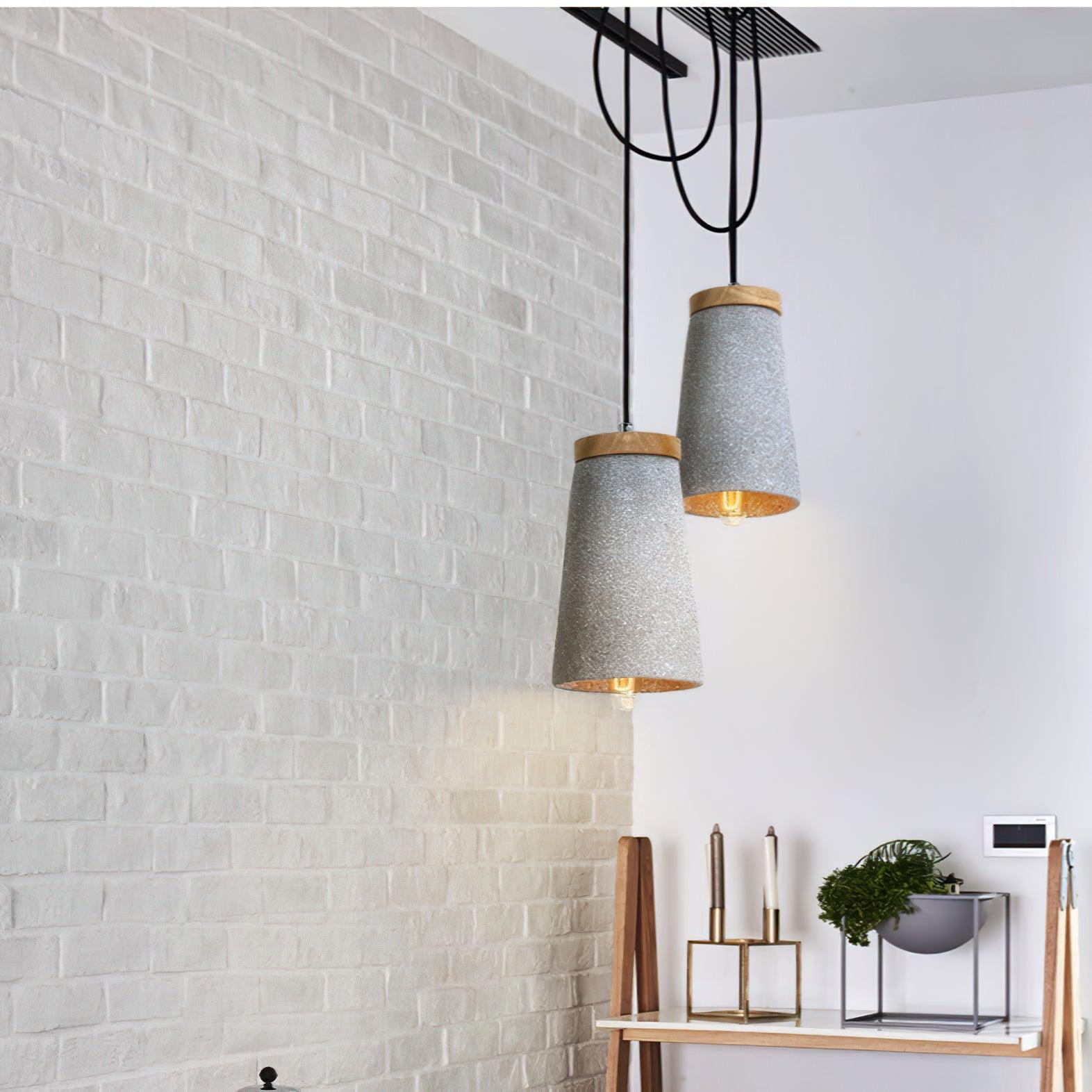 Niroxen Wood Cement Pendant Light-Neutral Decor