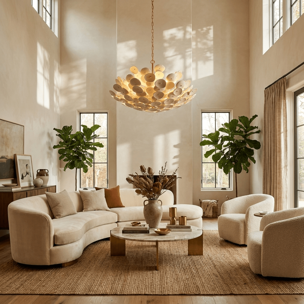 Coconut Disc Chandelier-Neutral Decor