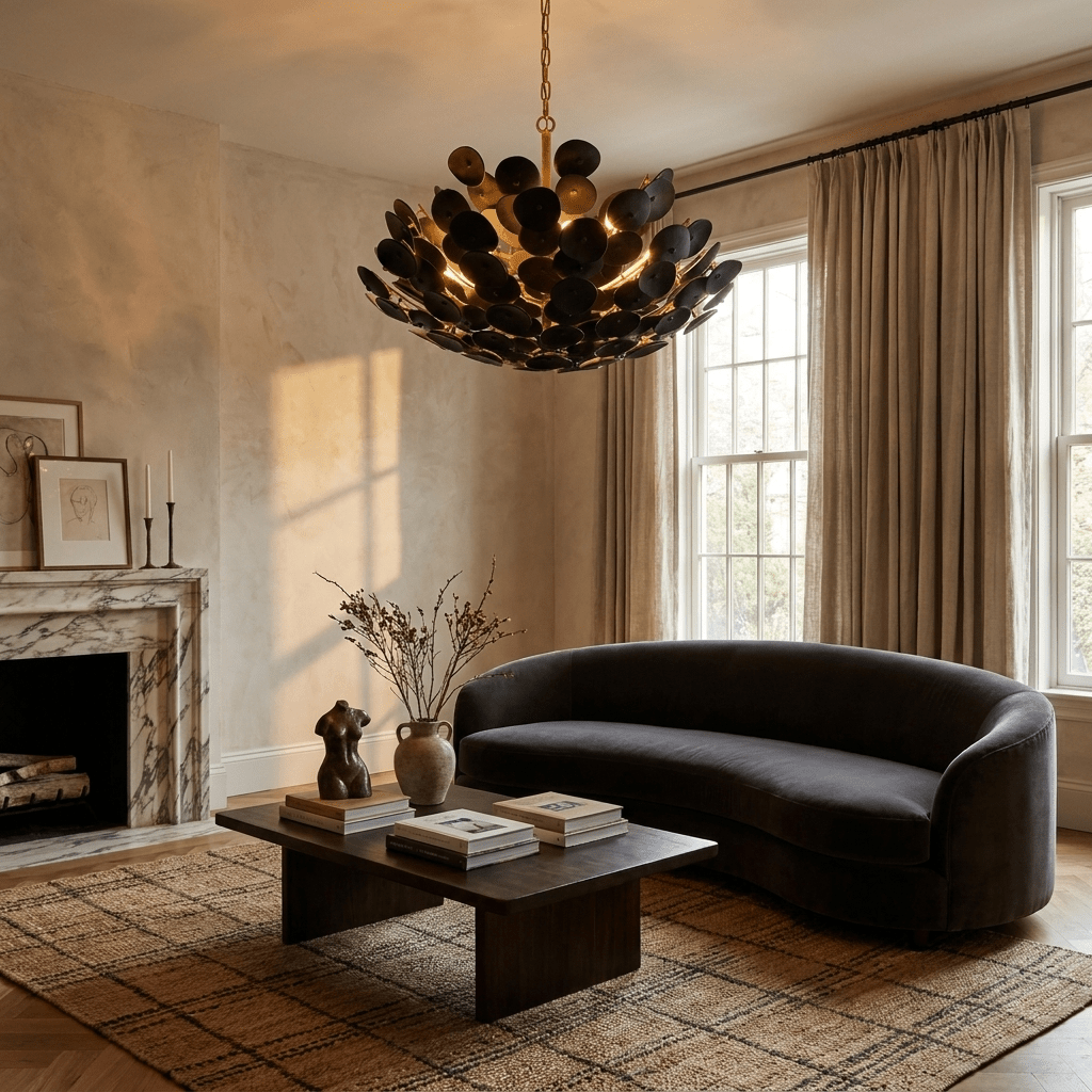 Coconut Disc Chandelier-Neutral Decor