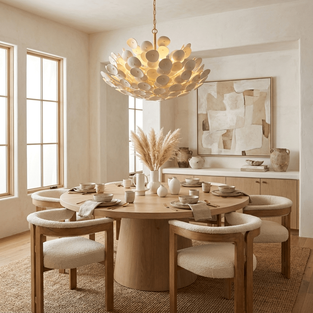 Coconut Disc Chandelier-Neutral Decor