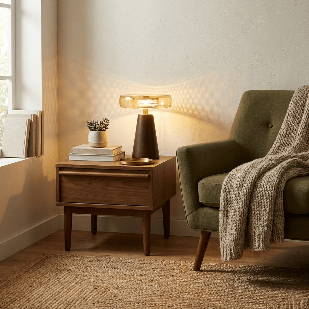 Cognac Disc Table Lamp-Neutral Decor