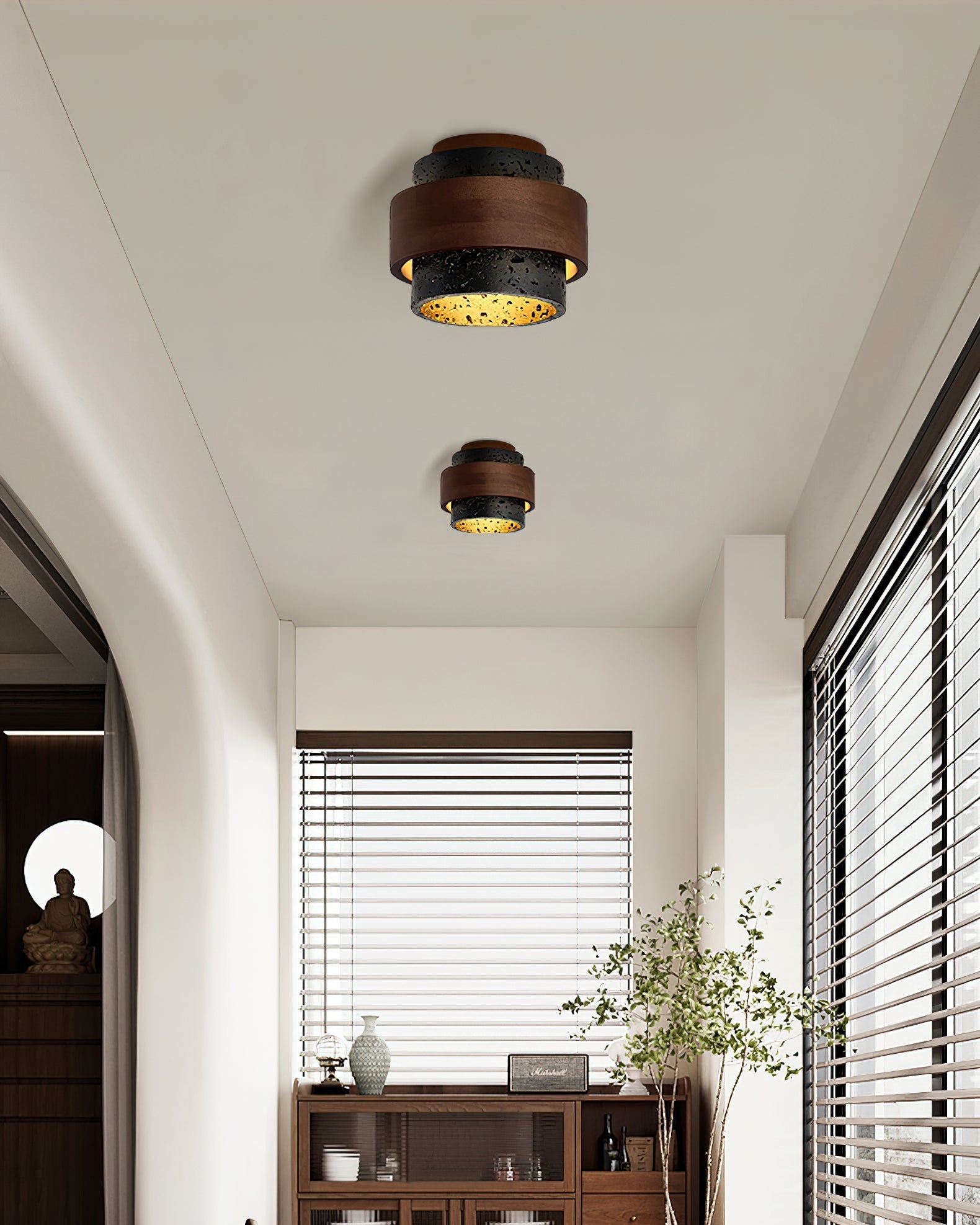 Ritta Black Travertine Ceiling Light