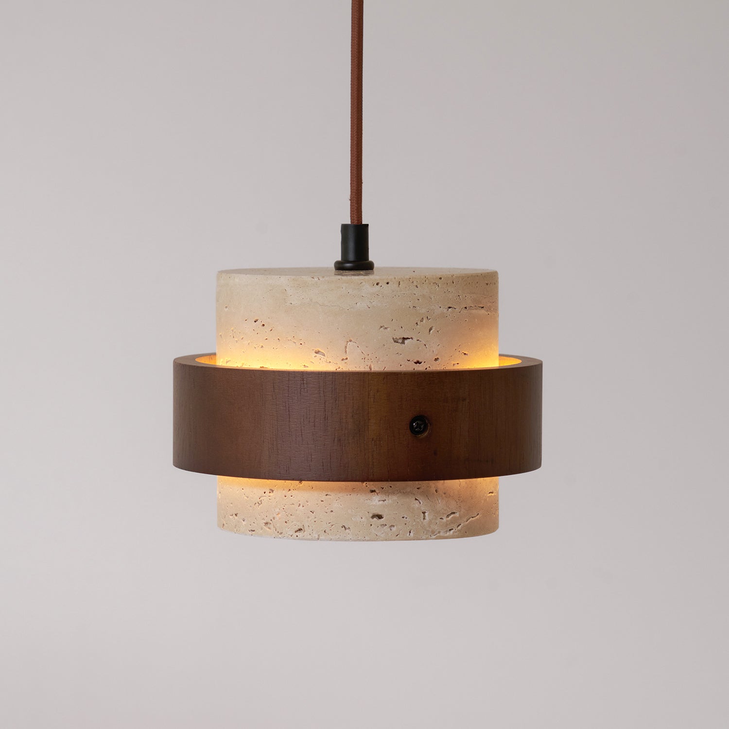 Cumirora Layered Cylinder Travertine Pendant Light-Neutral Decor