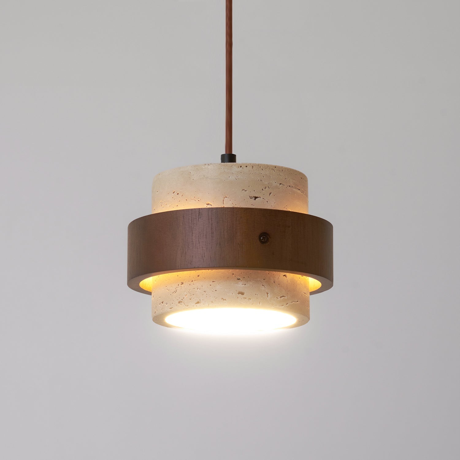 Cumirora Layered Cylinder Travertine Pendant Light-Neutral Decor