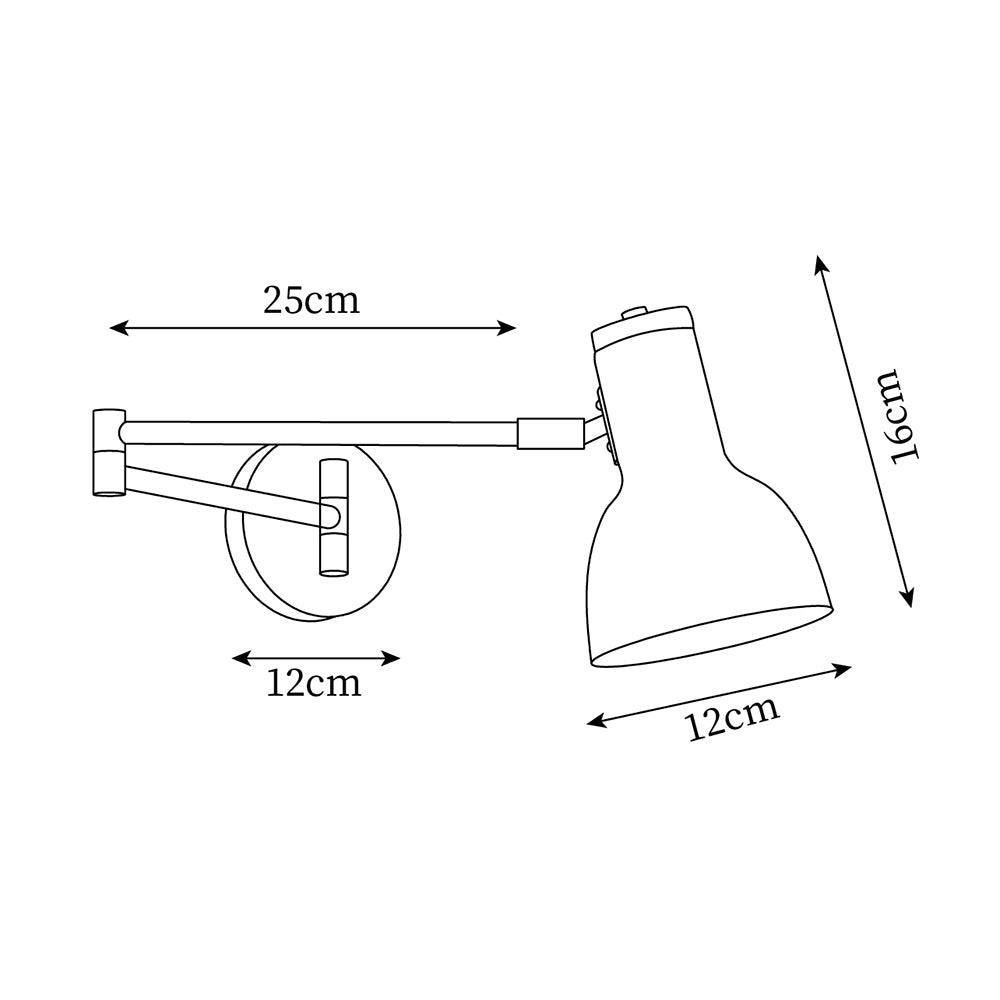 Wall Lamp Adjustable Arm Cone Shade Wood Base Modern Study