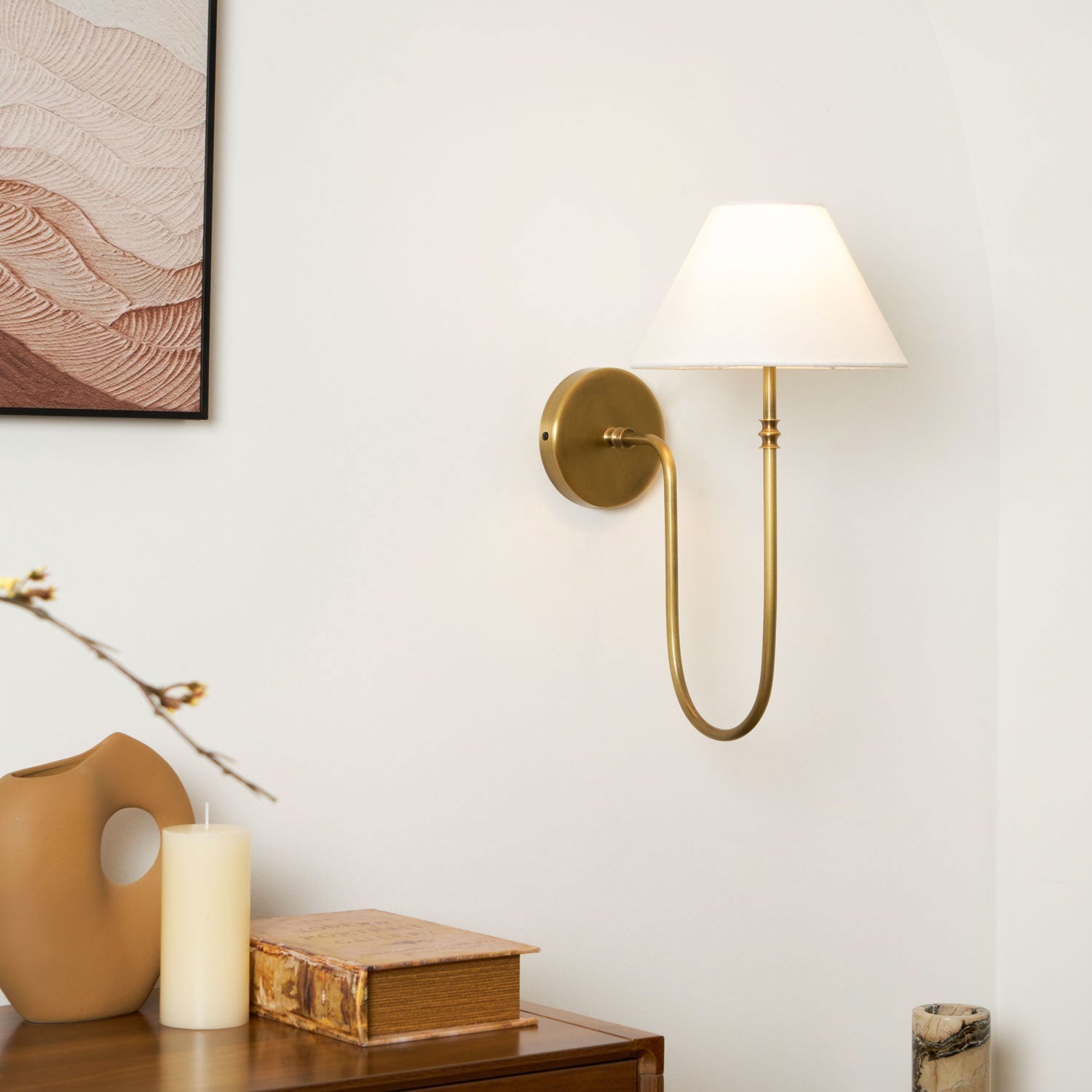 Devenq Vintage Industrial Fabric Wall Light-Neutral Decor