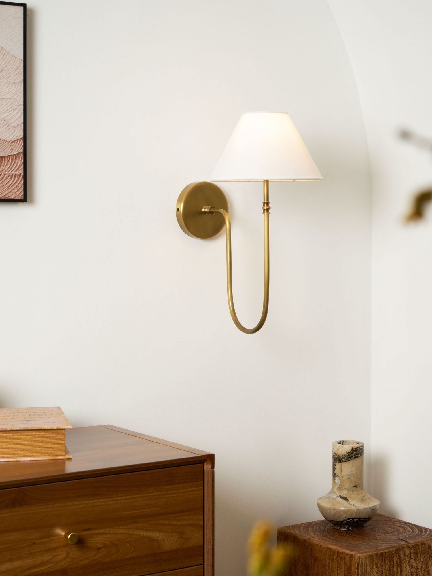 Devenq Vintage Industrial Fabric Wall Light-Neutral Decor
