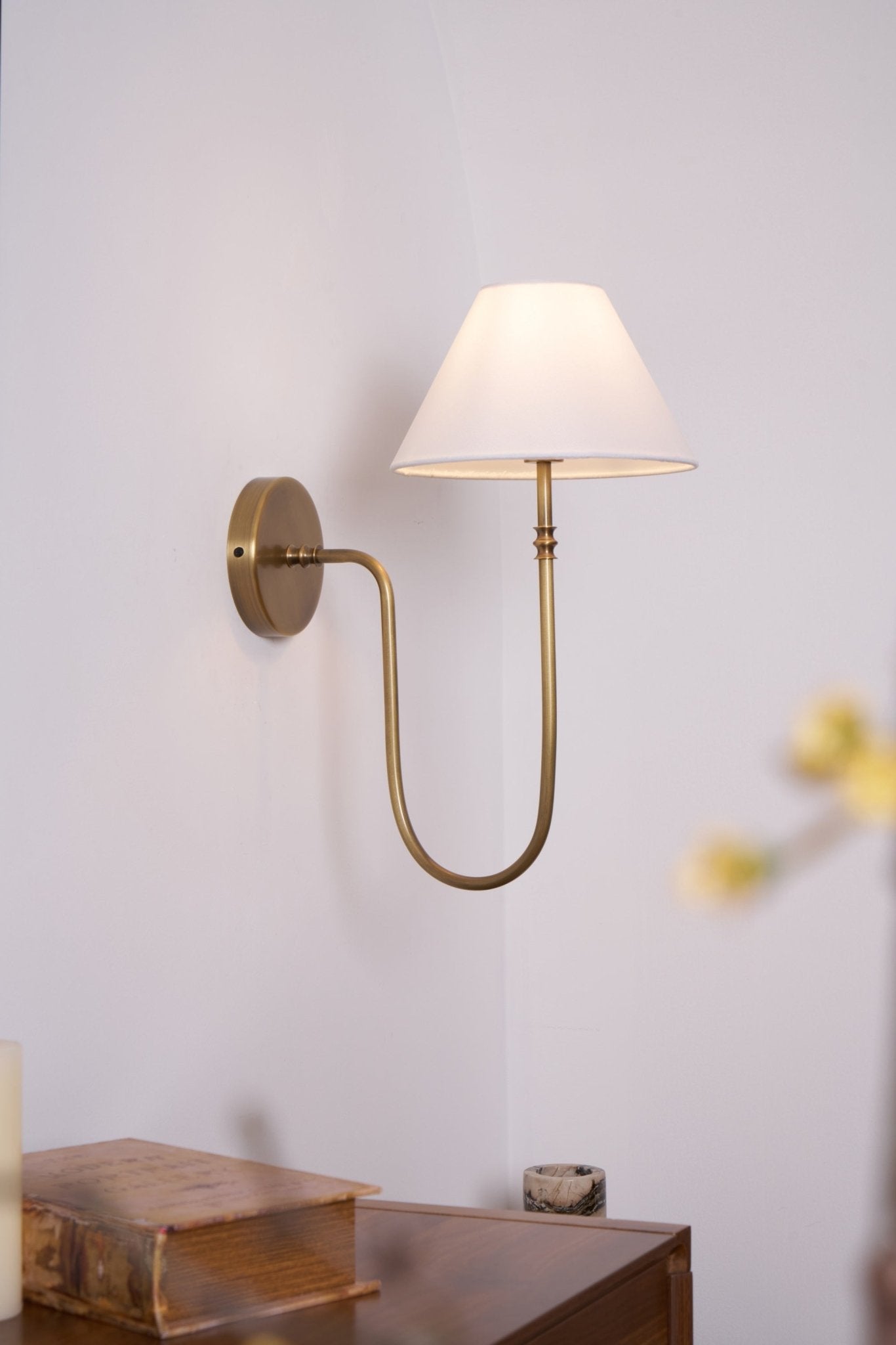 Devenq Vintage Industrial Fabric Wall Light-Neutral Decor