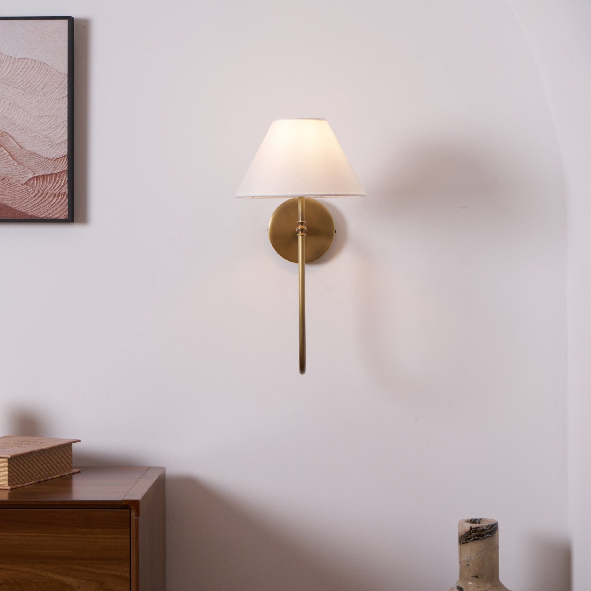 Devenq Vintage Industrial Fabric Wall Light-Neutral Decor