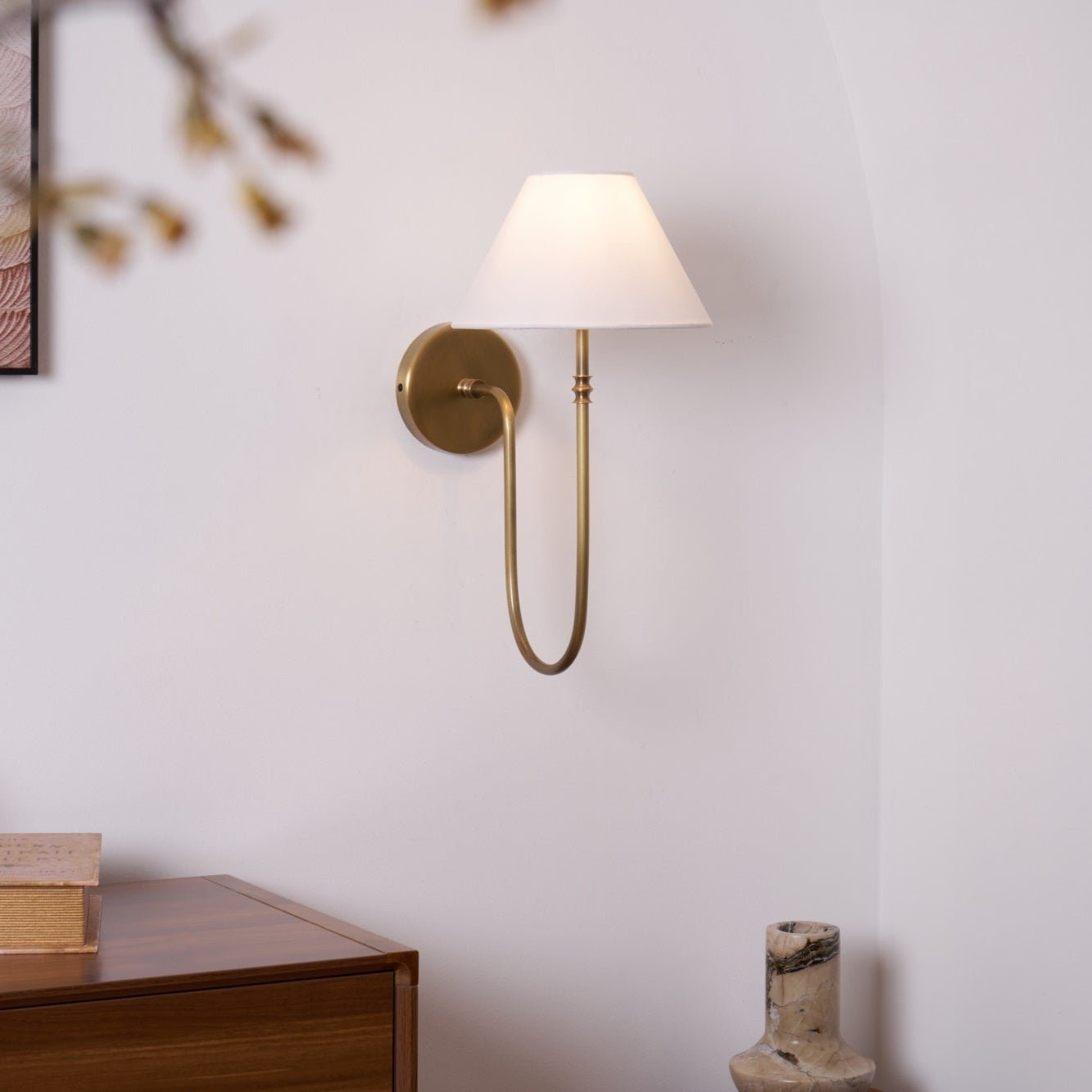 Devenq Vintage Industrial Fabric Wall Light-Neutral Decor