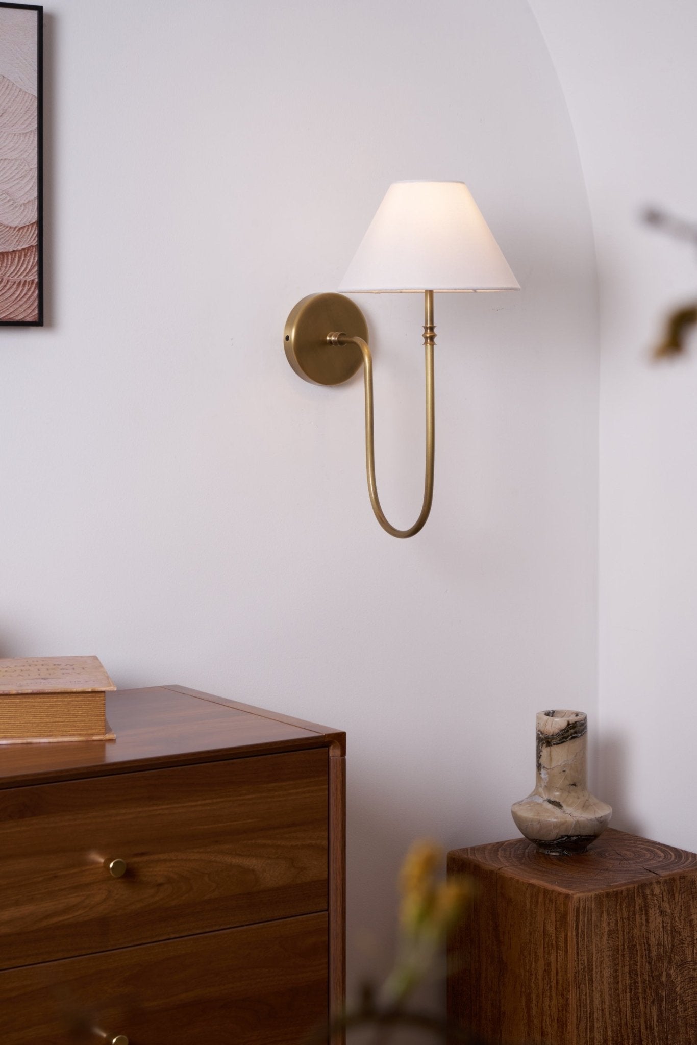 Devenq Vintage Industrial Fabric Wall Light-Neutral Decor