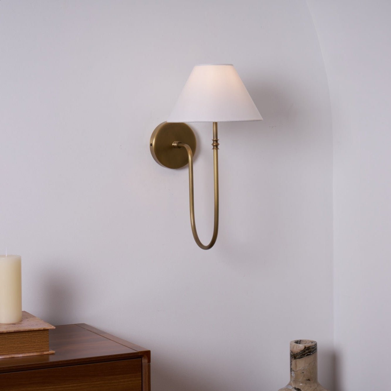 Devenq Vintage Industrial Fabric Wall Light-Neutral Decor