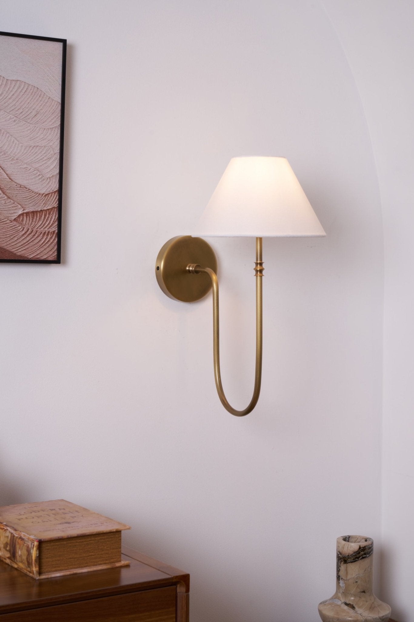 Devenq Vintage Industrial Fabric Wall Light-Neutral Decor
