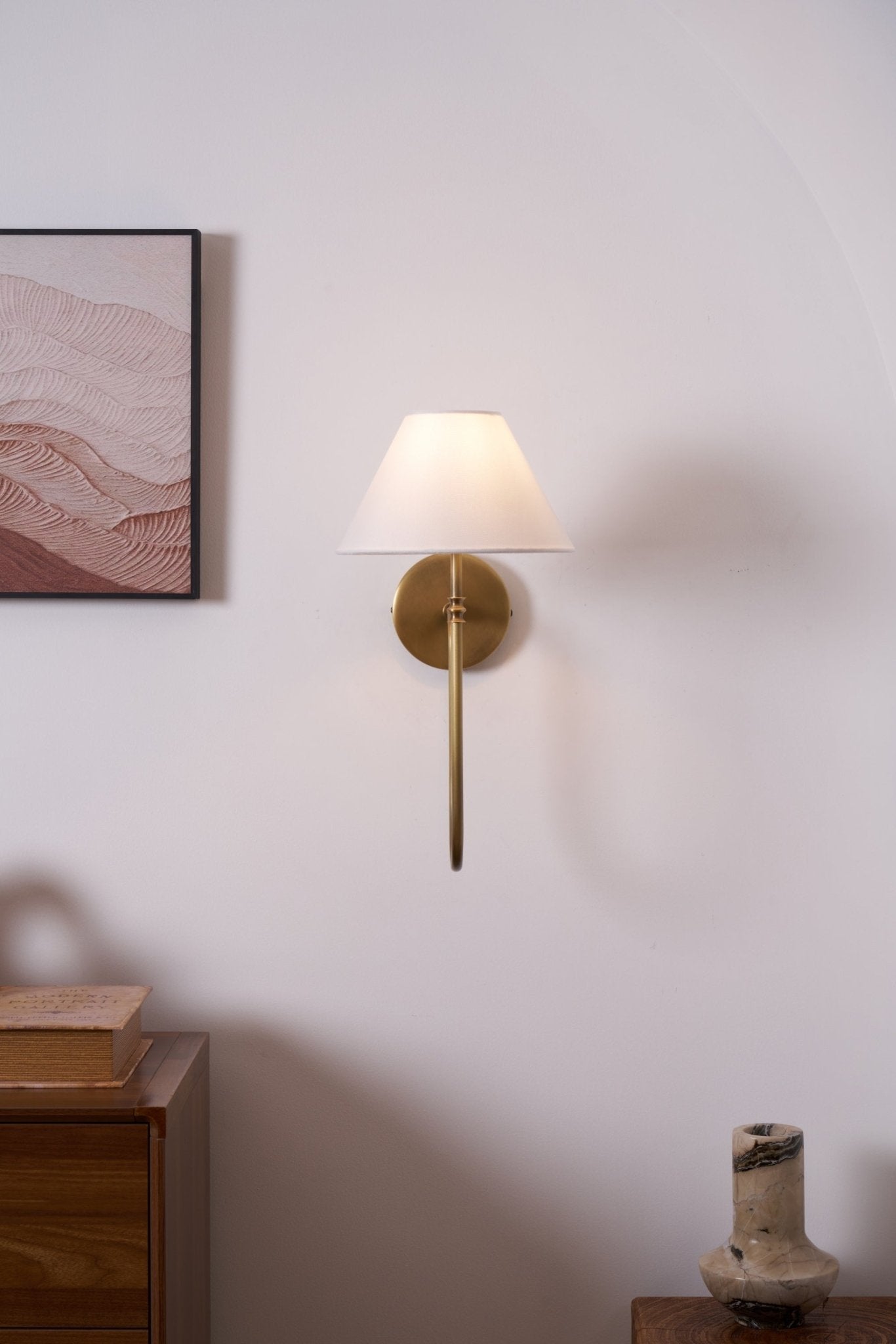 Devenq Vintage Industrial Fabric Wall Light-Neutral Decor