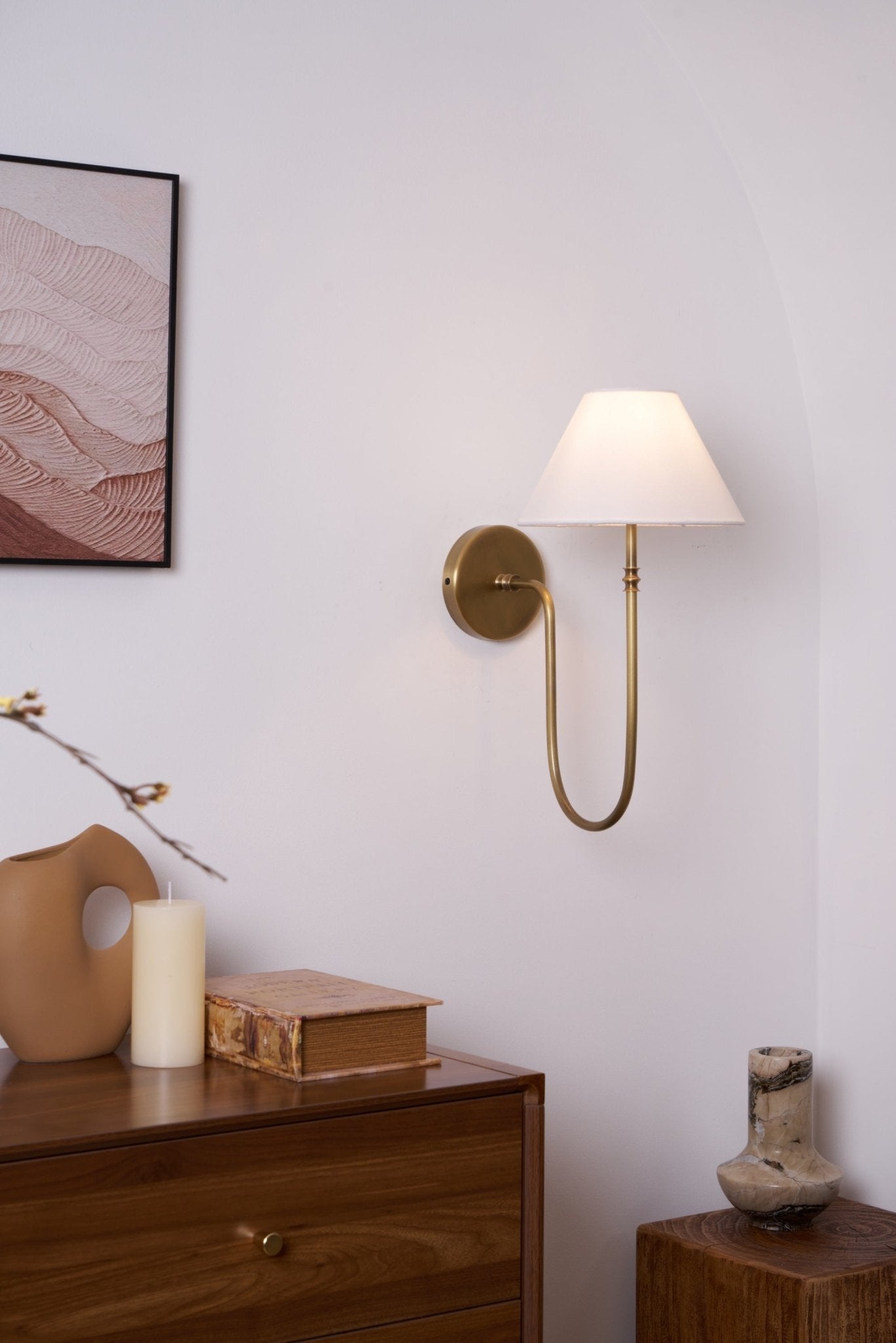 Devenq Vintage Industrial Fabric Wall Light-Neutral Decor