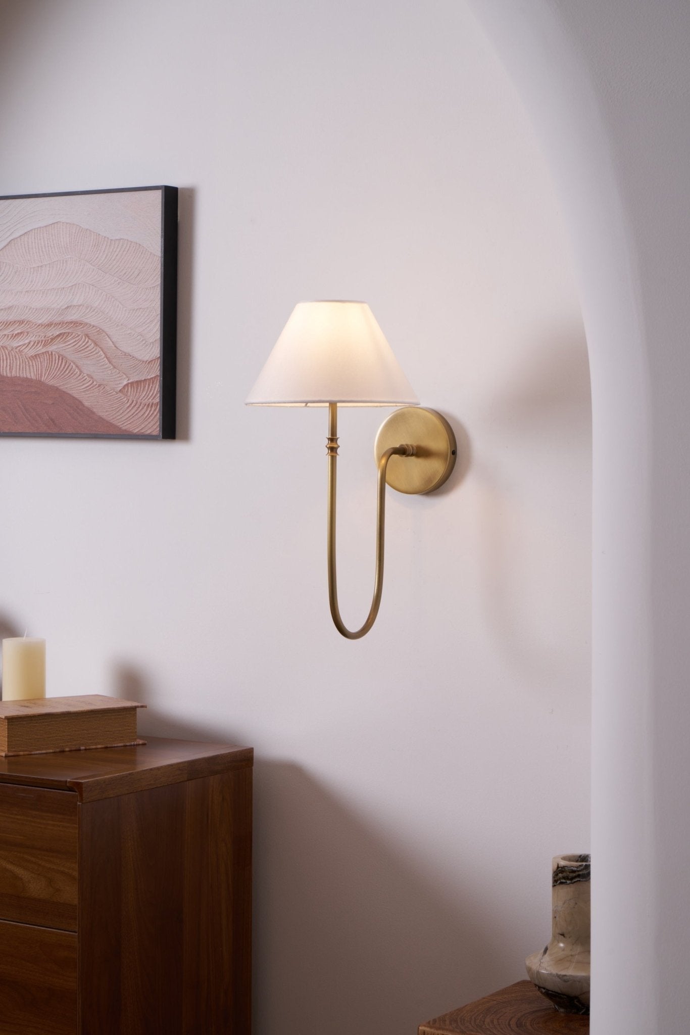 Devenq Vintage Industrial Fabric Wall Light-Neutral Decor