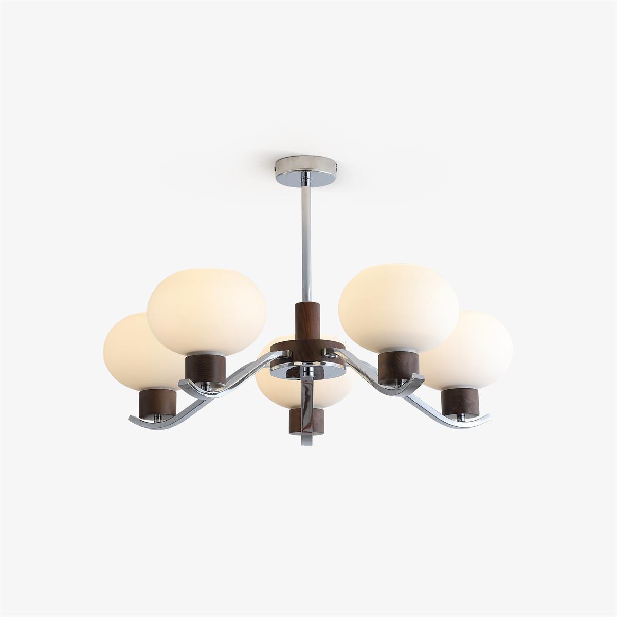 Lustra Chandelier Chrome Walnut Elegant-Neutral Decor