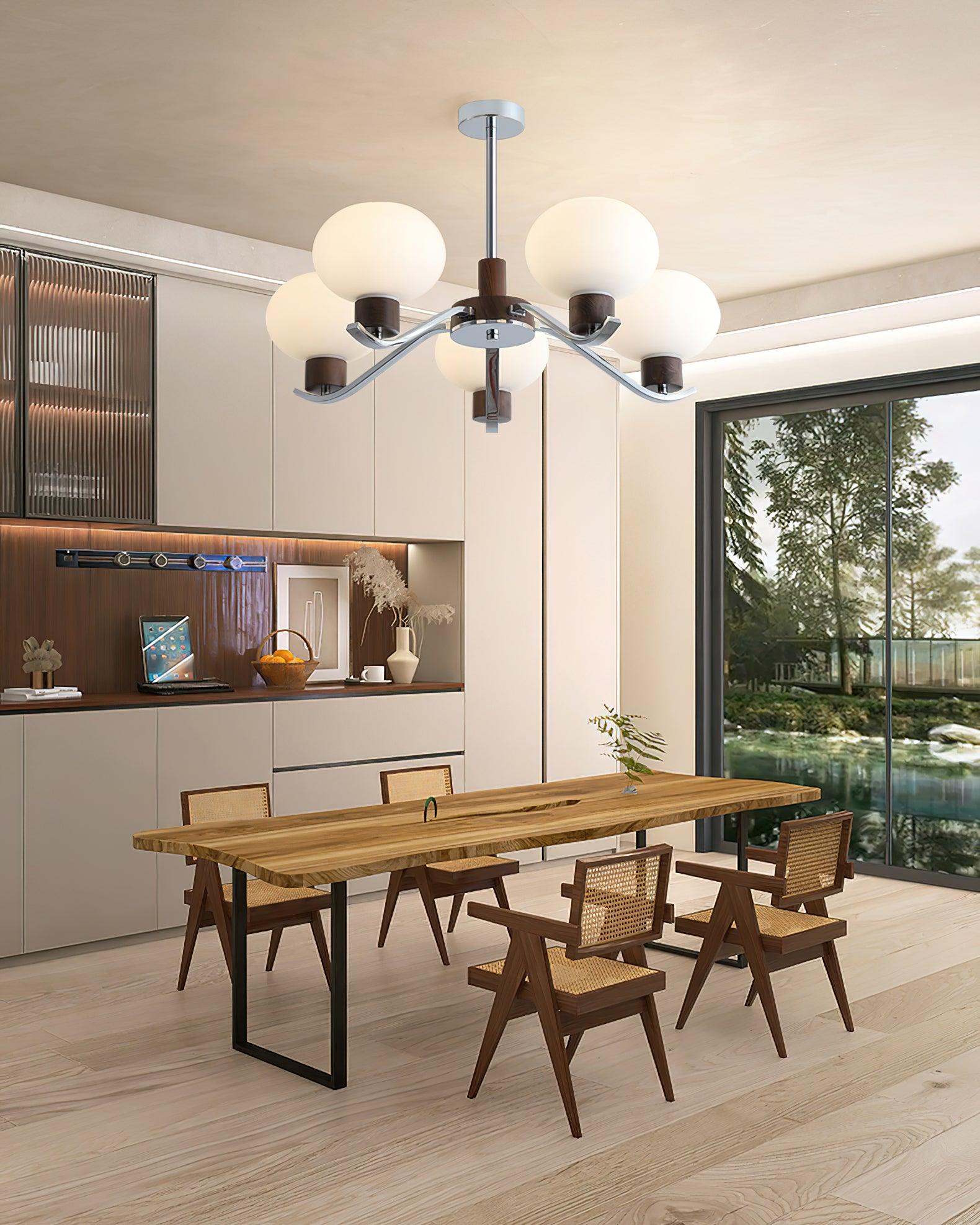 Lustra Chandelier Chrome Walnut Elegant-Neutral Decor