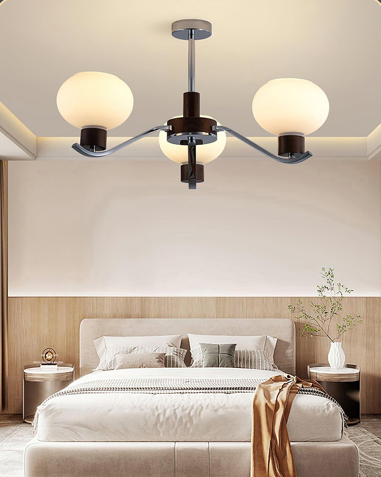 Lustra Chandelier Chrome Walnut Elegant-Neutral Decor