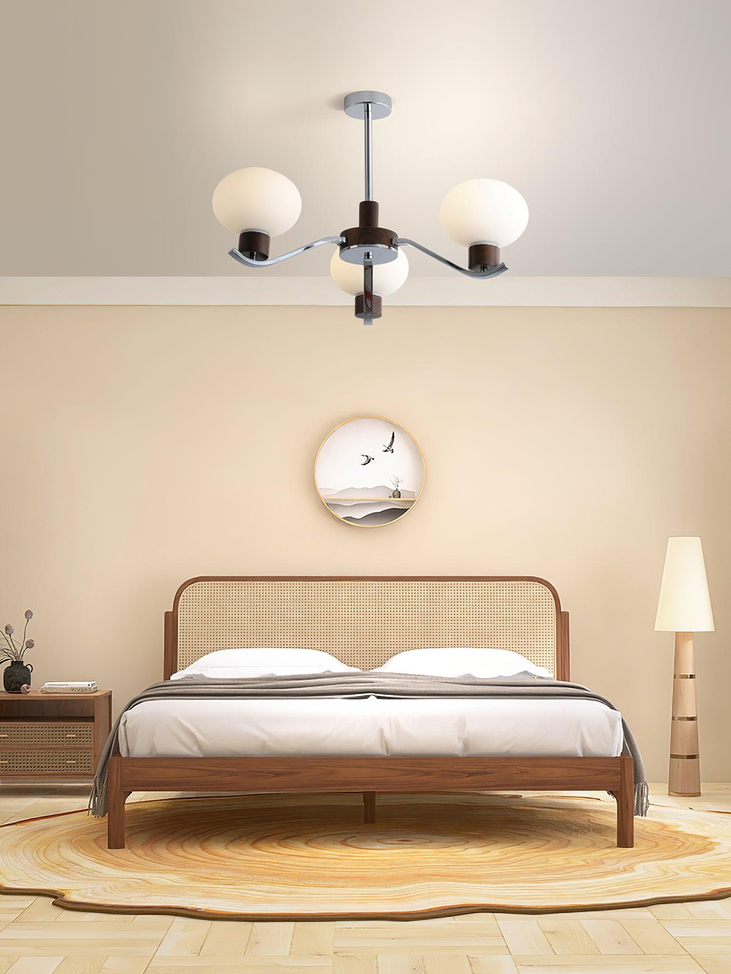 Lustra Chandelier Chrome Walnut Elegant-Neutral Decor