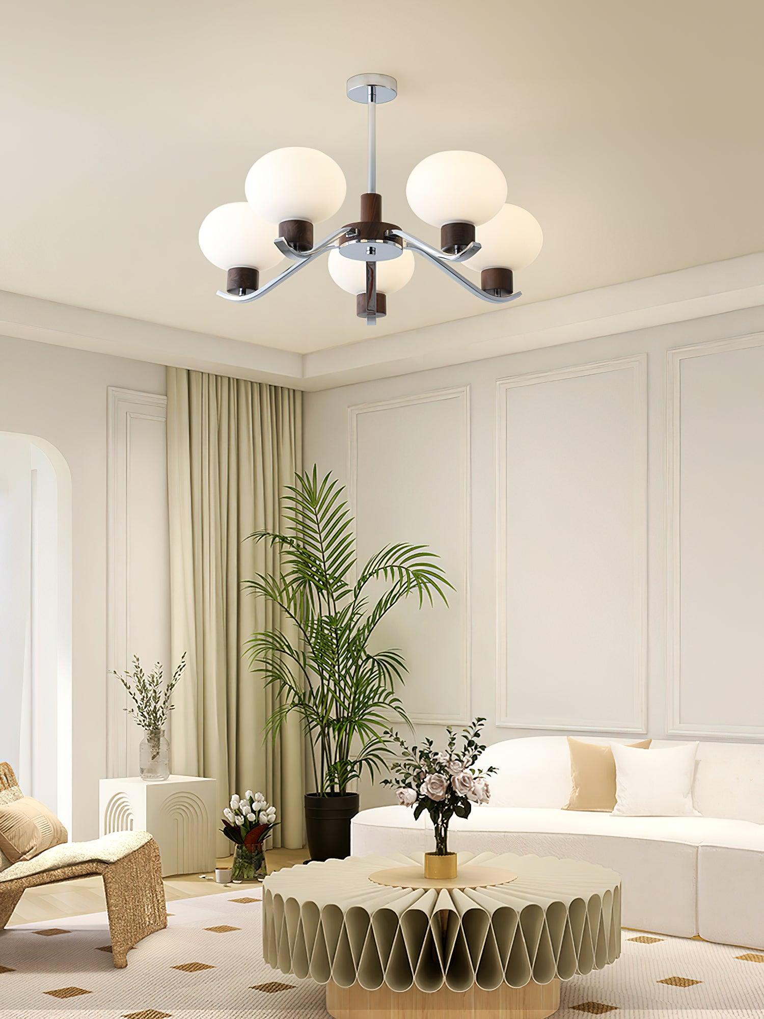 Lustra Chandelier Chrome Walnut Elegant-Neutral Decor