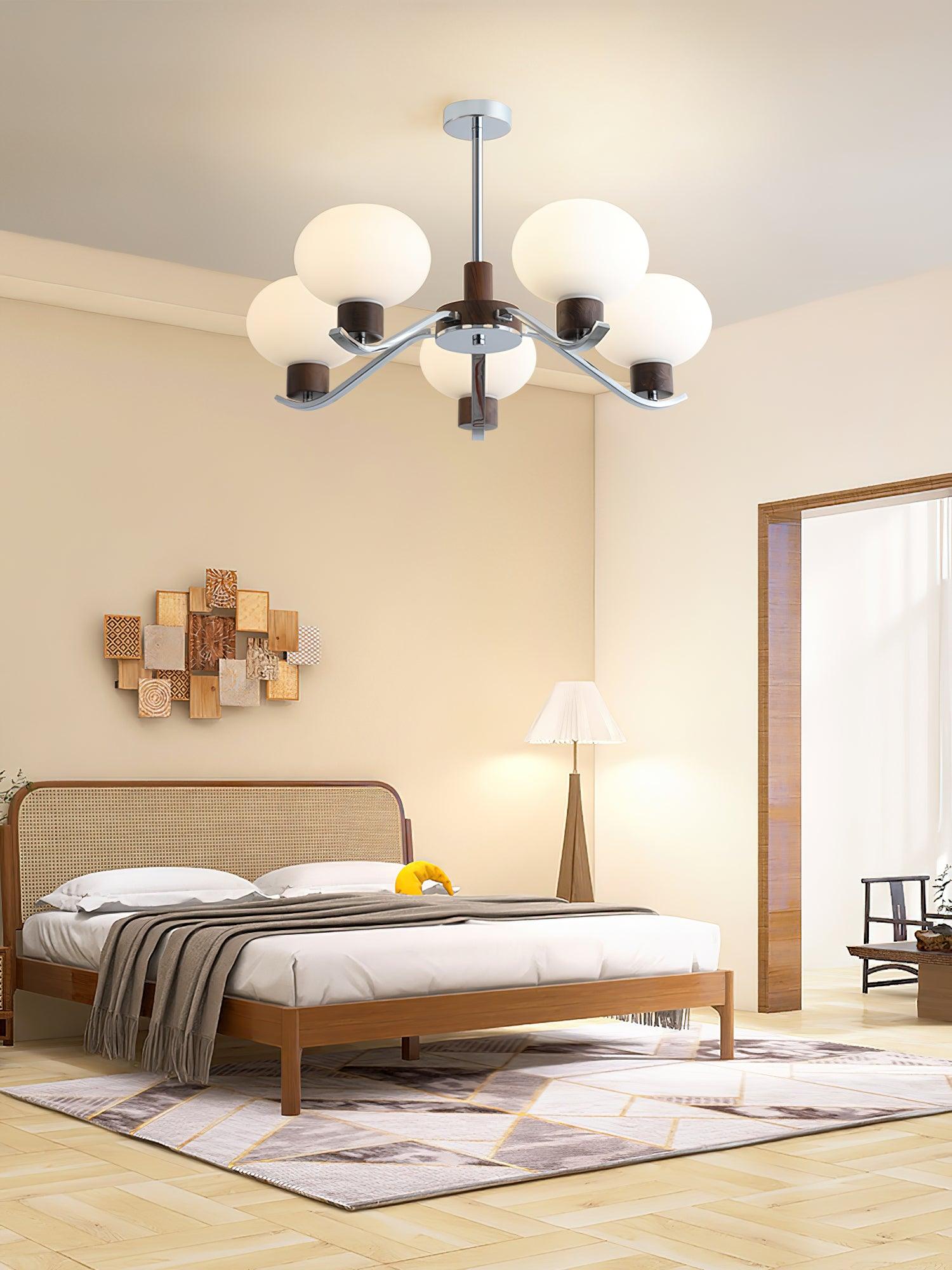 Lustra Chandelier Chrome Walnut Elegant-Neutral Decor