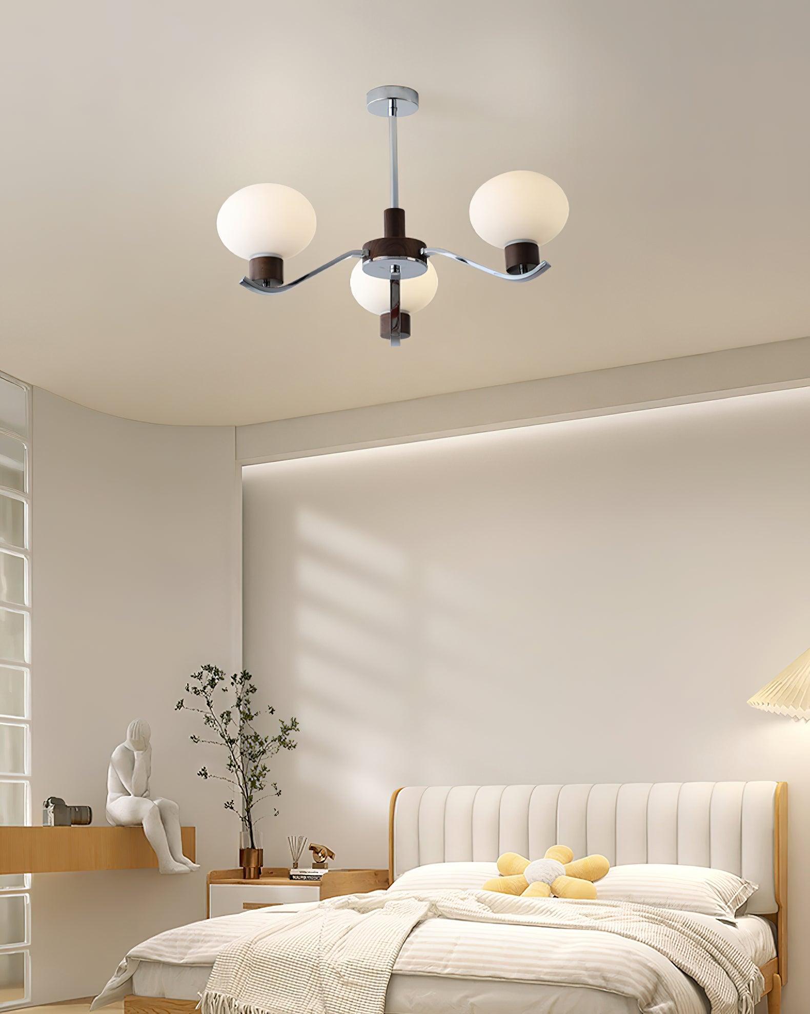 Lustra Chandelier Chrome Walnut Elegant-Neutral Decor