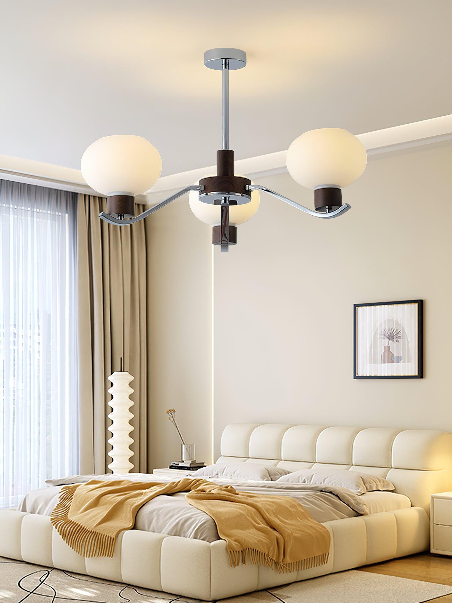 Lustra Chandelier Chrome Walnut Elegant-Neutral Decor
