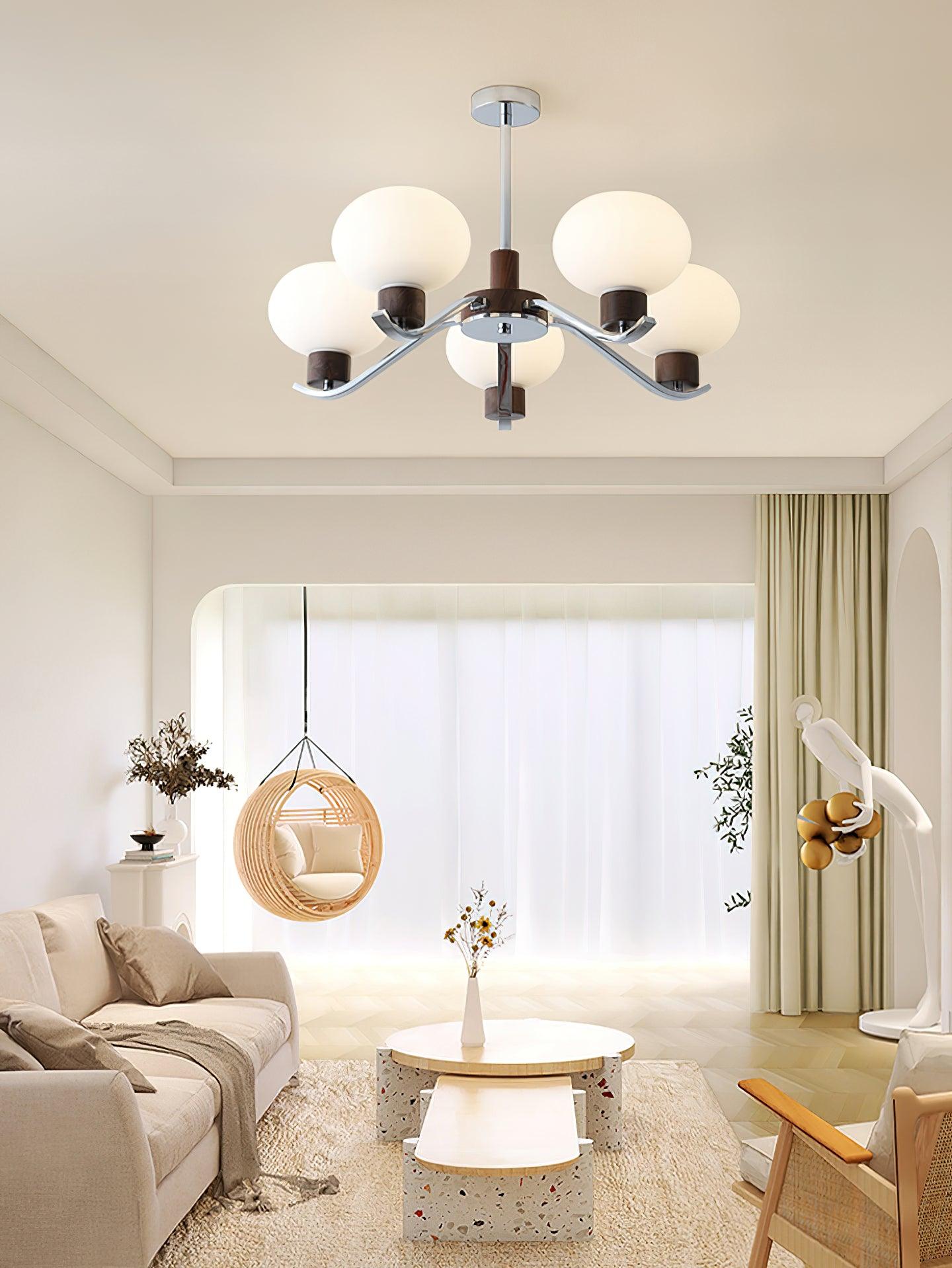 Lustra Chandelier Chrome Walnut Elegant-Neutral Decor