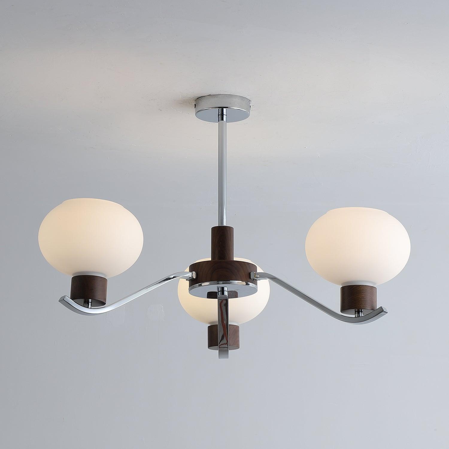 Lustra Chandelier Chrome Walnut Elegant-Neutral Decor
