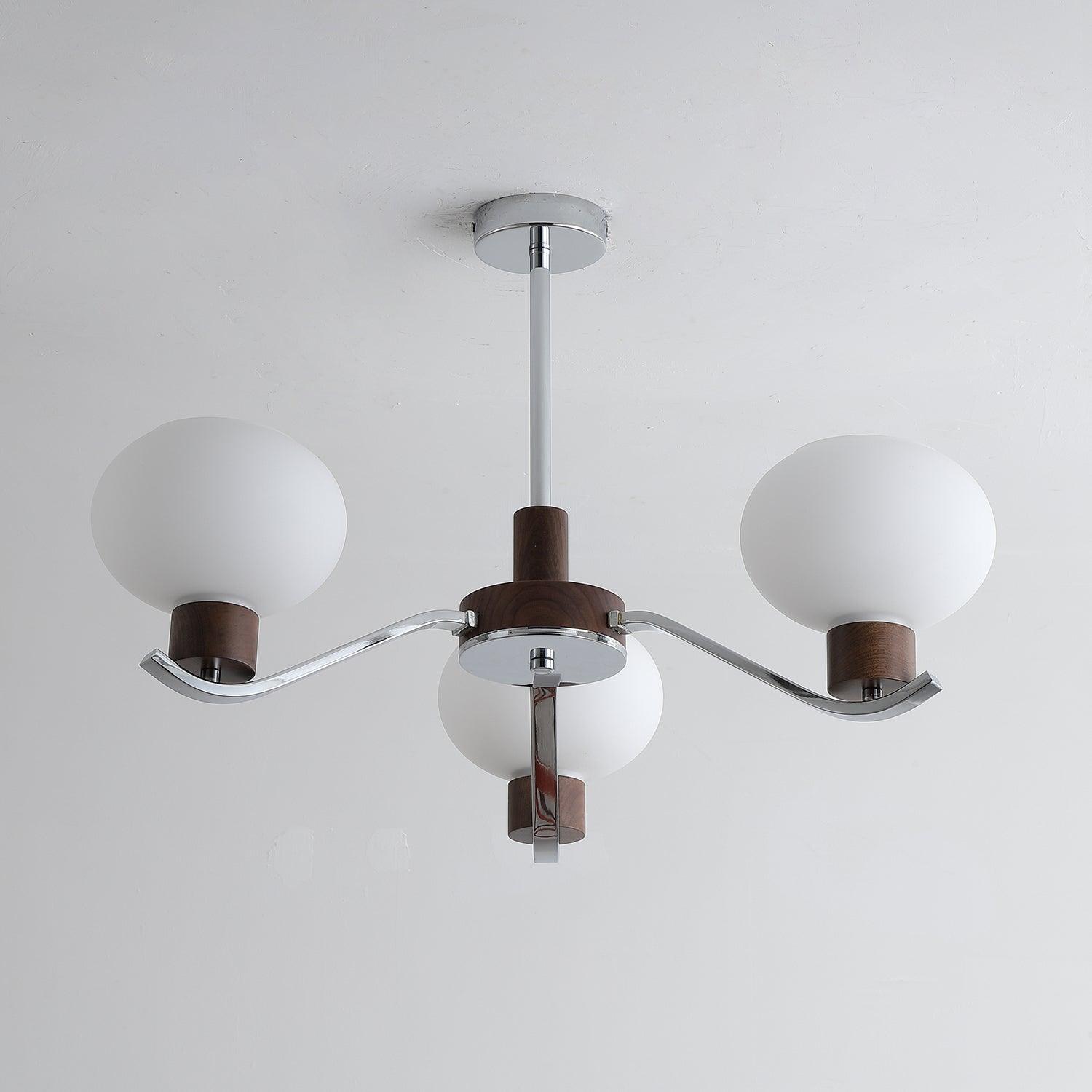 Lustra Chandelier Chrome Walnut Elegant-Neutral Decor