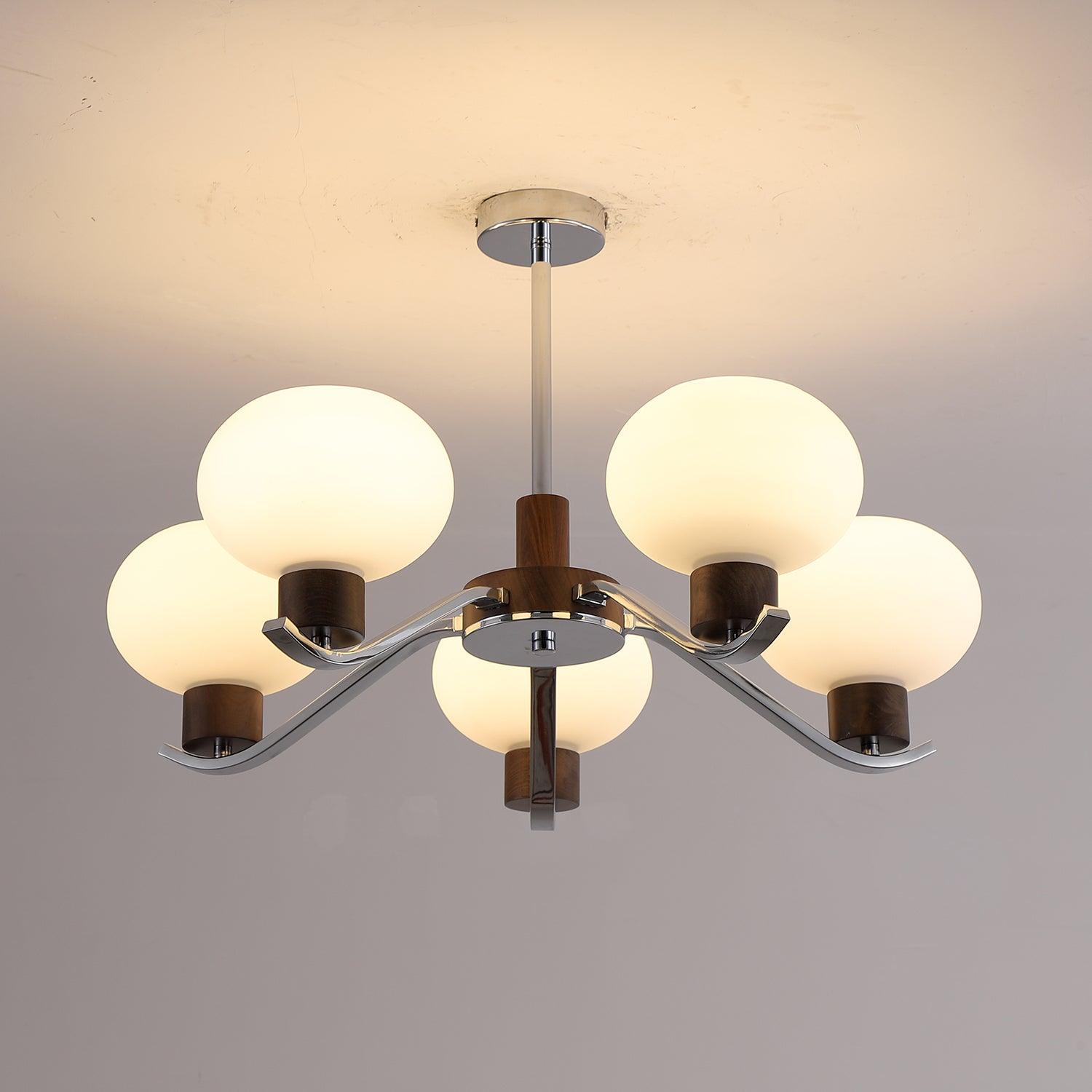 Lustra Chandelier Chrome Walnut Elegant-Neutral Decor