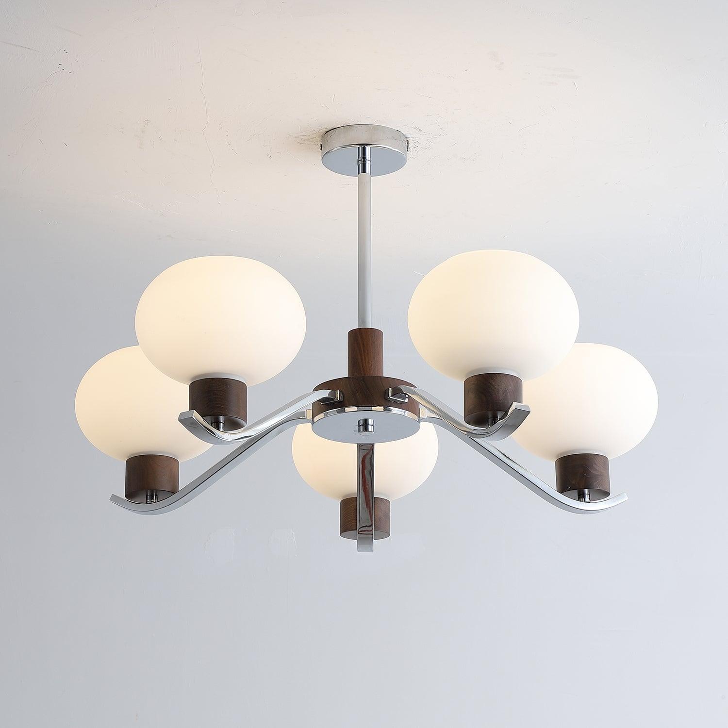 Lustra Chandelier Chrome Walnut Elegant-Neutral Decor