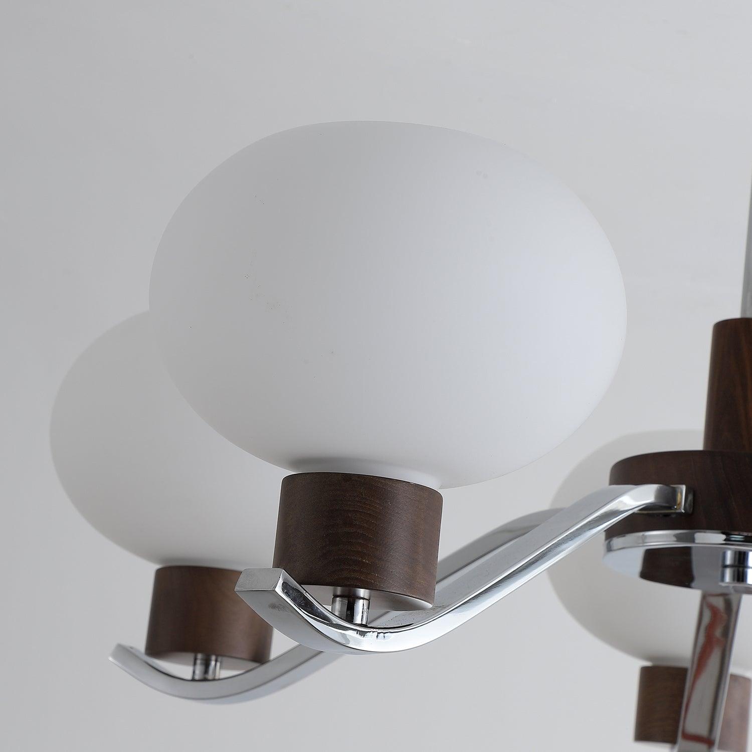 Lustra Chandelier Chrome Walnut Elegant-Neutral Decor