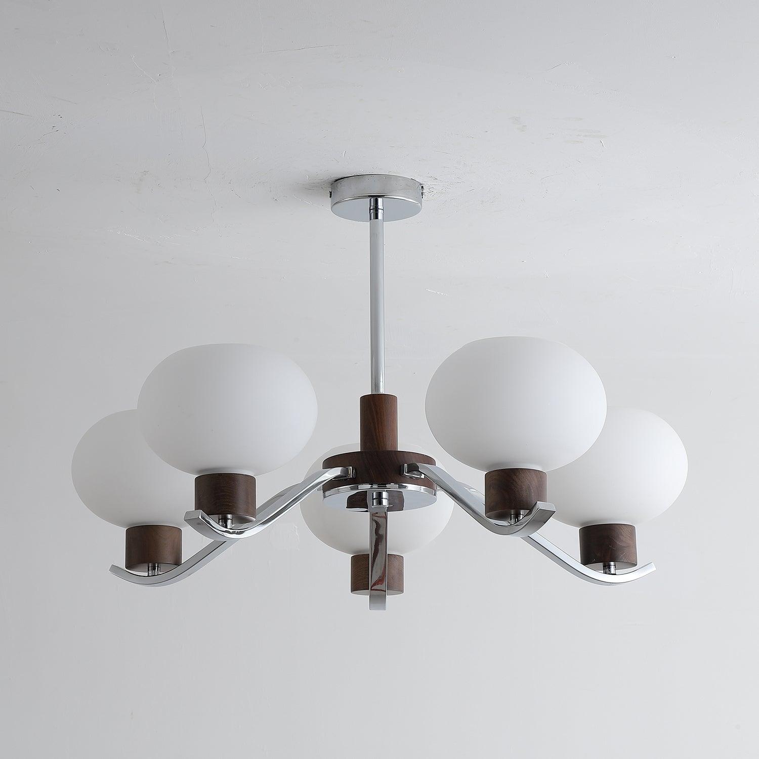 Lustra Chandelier Chrome Walnut Elegant-Neutral Decor