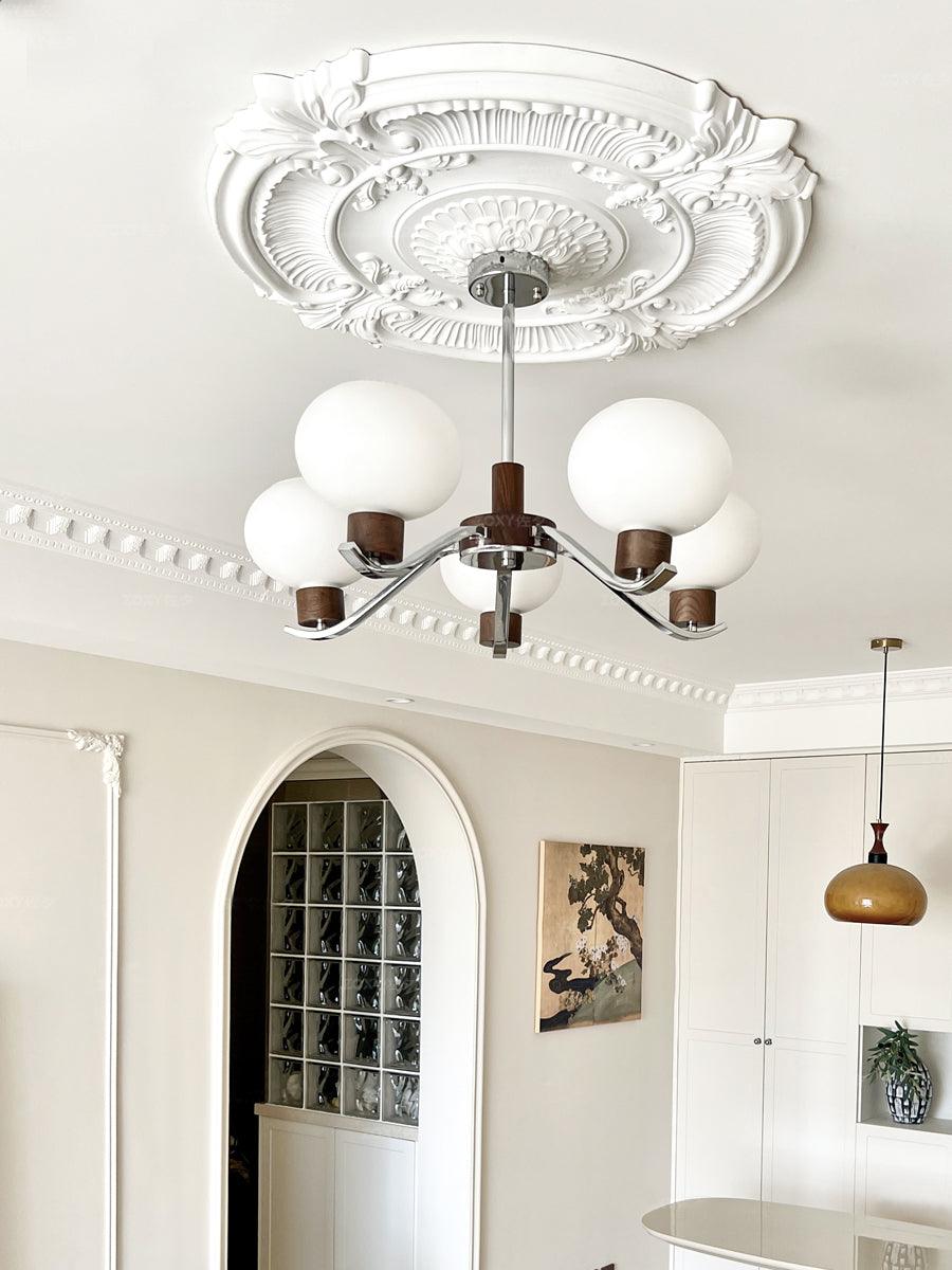 Lustra Chandelier Chrome Walnut Elegant-Neutral Decor