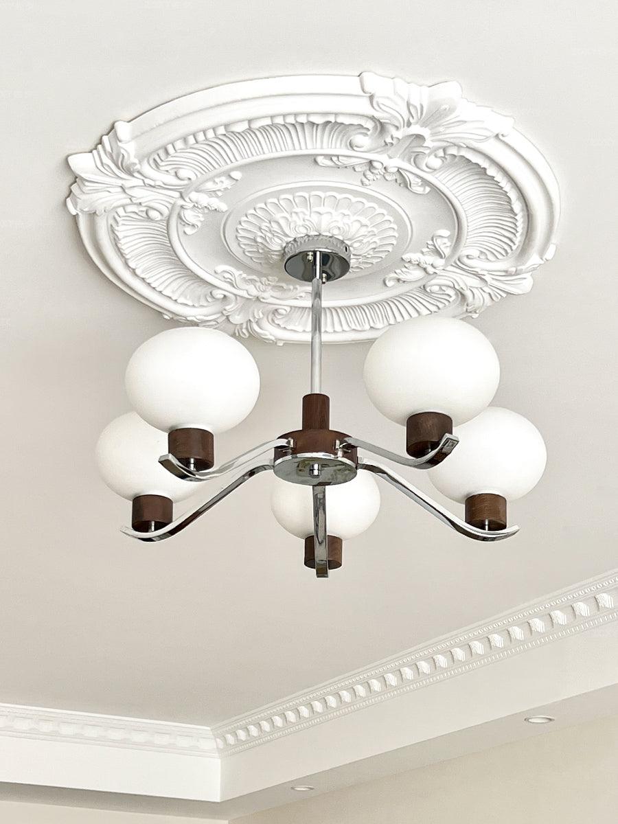 Lustra Chandelier Chrome Walnut Elegant-Neutral Decor
