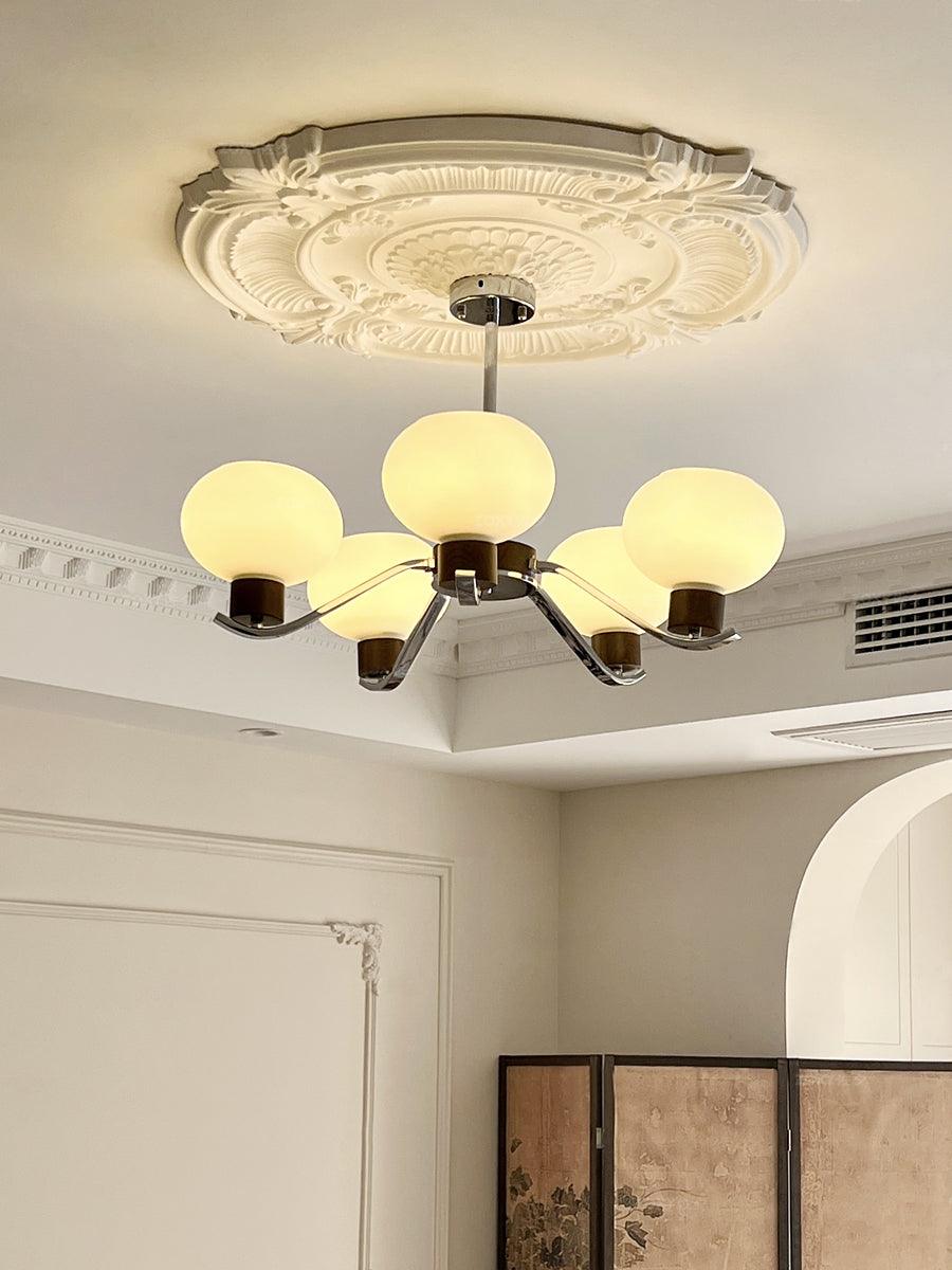 Lustra Chandelier Chrome Walnut Elegant-Neutral Decor