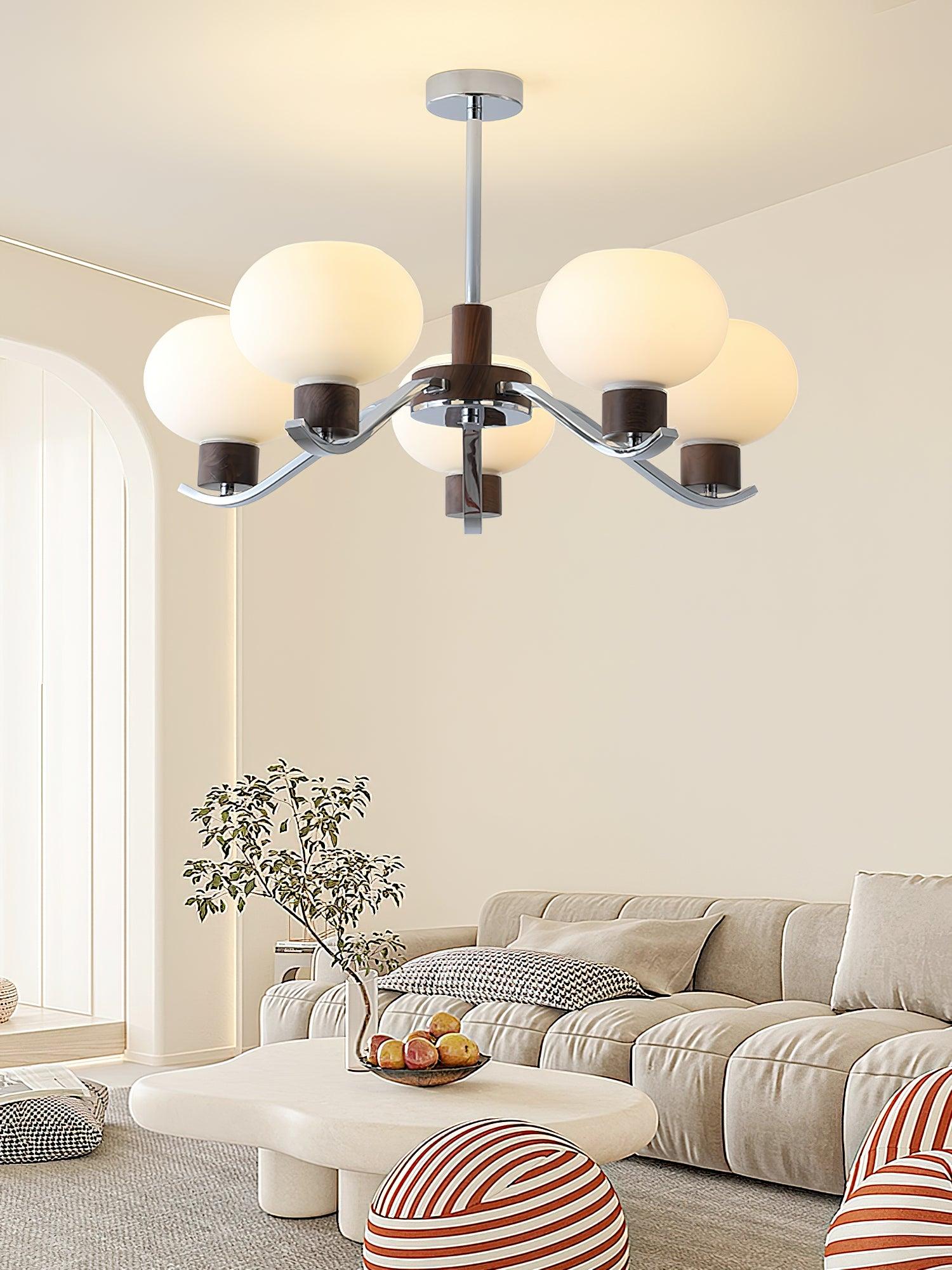 Lustra Chandelier Chrome Walnut Elegant-Neutral Decor