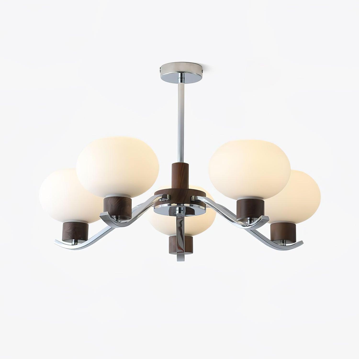 Lustra Chandelier Chrome Walnut Elegant-Neutral Decor