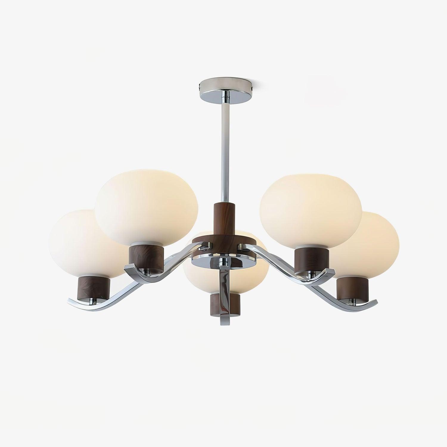 Lustra Chandelier Chrome Walnut Elegant-Neutral Decor