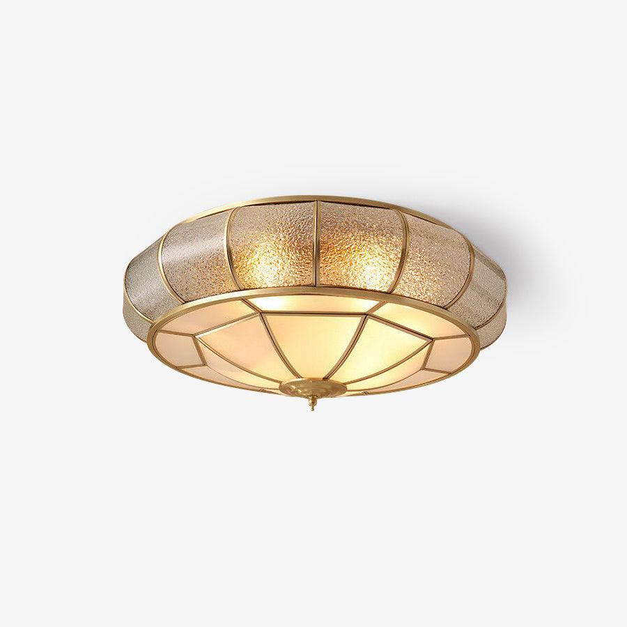 Deu Postmodern Luxury Drum Brass Glass Ceiling Light-Neutral Decor