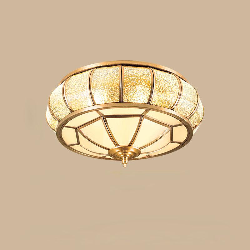 Deu Postmodern Luxury Drum Brass Glass Ceiling Light-Neutral Decor