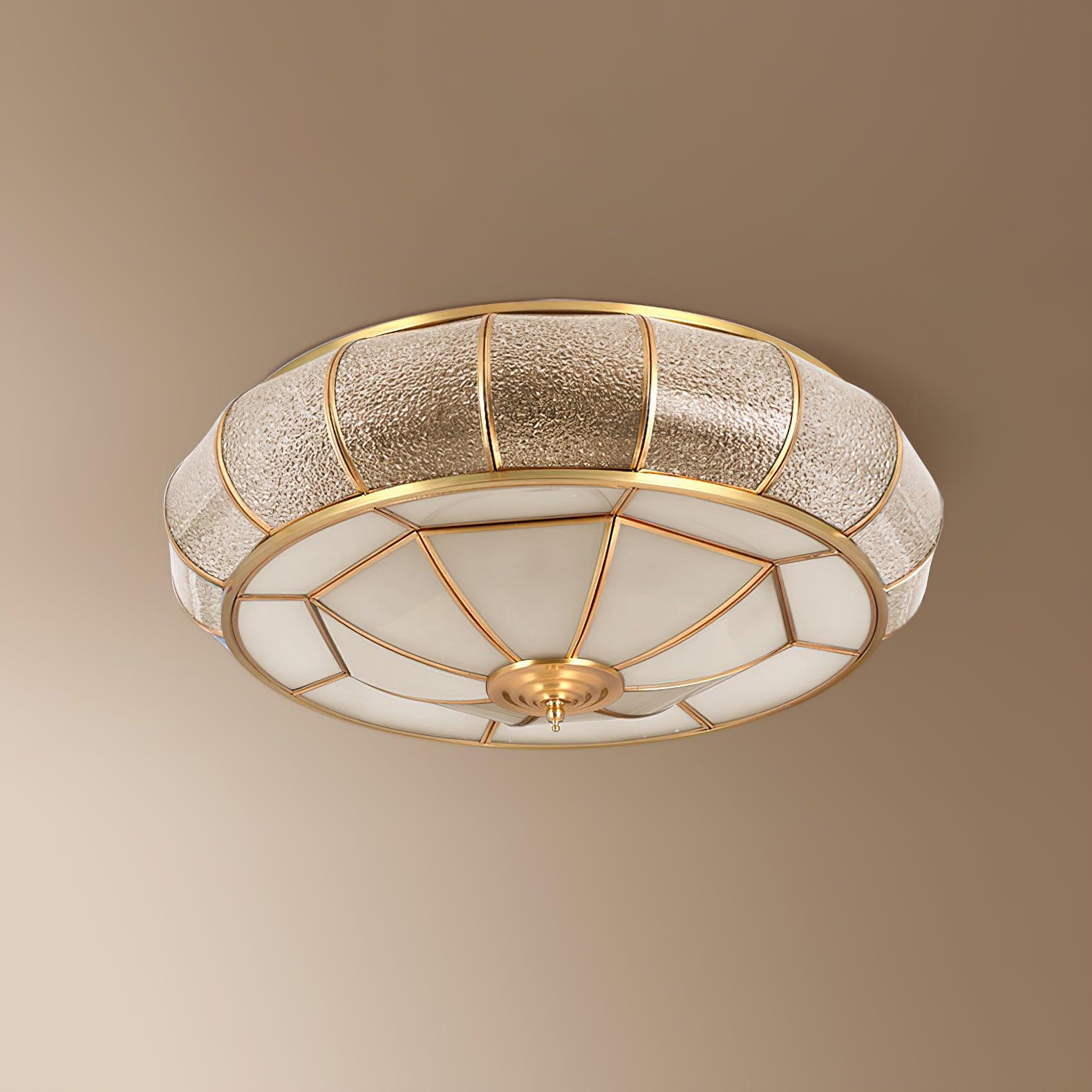 Deu Postmodern Luxury Drum Brass Glass Ceiling Light-Neutral Decor