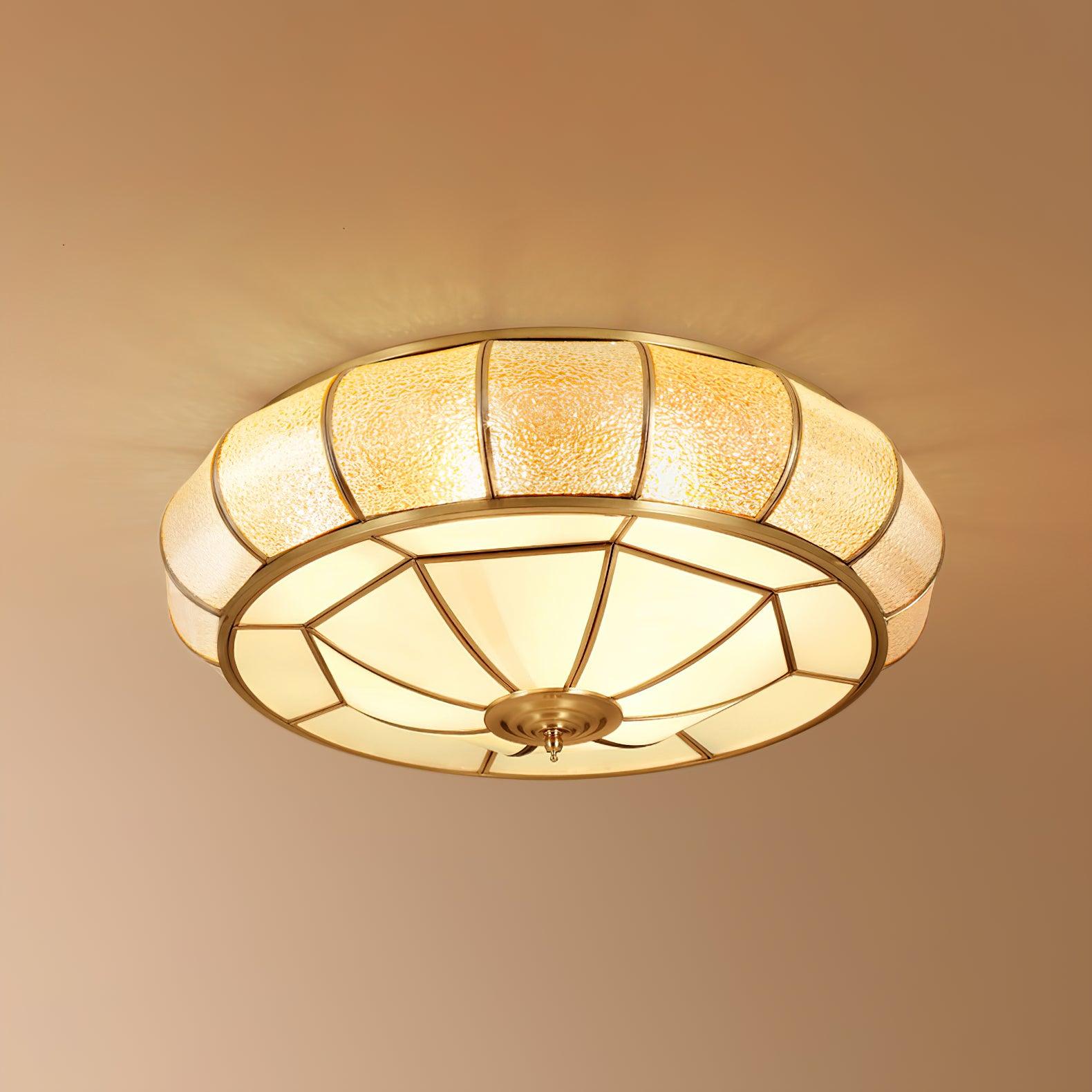 Deu Postmodern Luxury Drum Brass Glass Ceiling Light-Neutral Decor