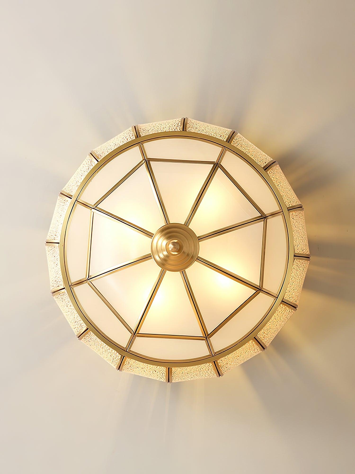 Deu Postmodern Luxury Drum Brass Glass Ceiling Light-Neutral Decor