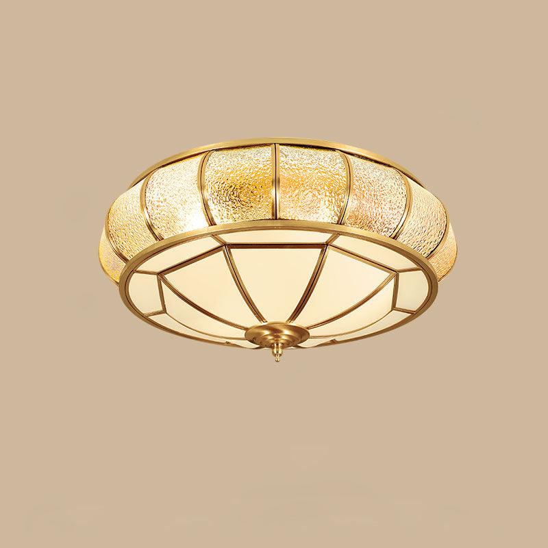 Deu Postmodern Luxury Drum Brass Glass Ceiling Light-Neutral Decor