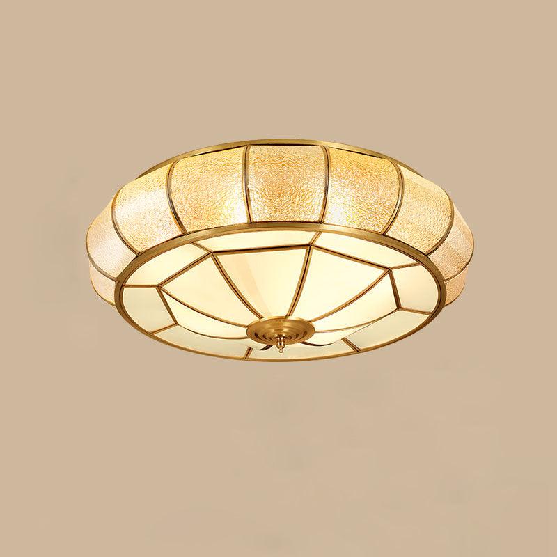Deu Postmodern Luxury Drum Brass Glass Ceiling Light-Neutral Decor