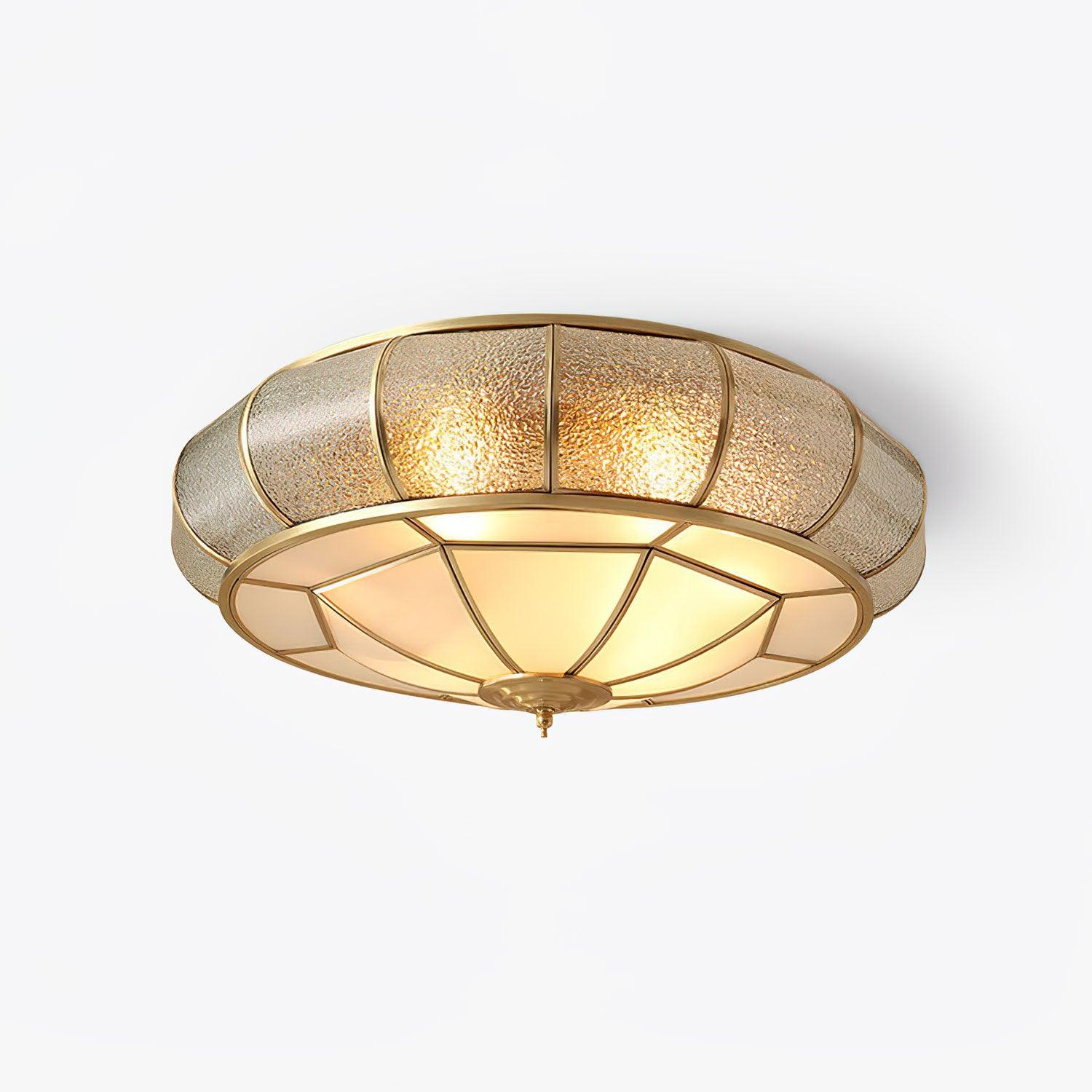 Deu Postmodern Luxury Drum Brass Glass Ceiling Light-Neutral Decor